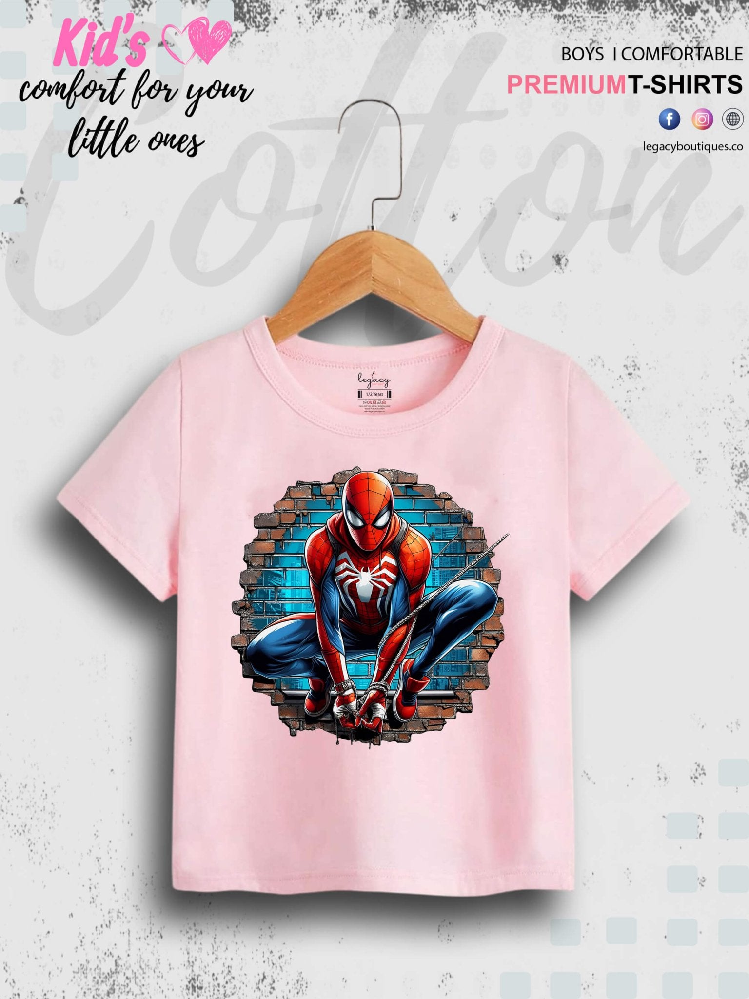 SPIDERMAN Printed 1 To 11 Year Kids Boys Summer Time Casual T-Shirt In Cheapest Price Only In Dhaka Legacy Boutiques Legacy Boutiques