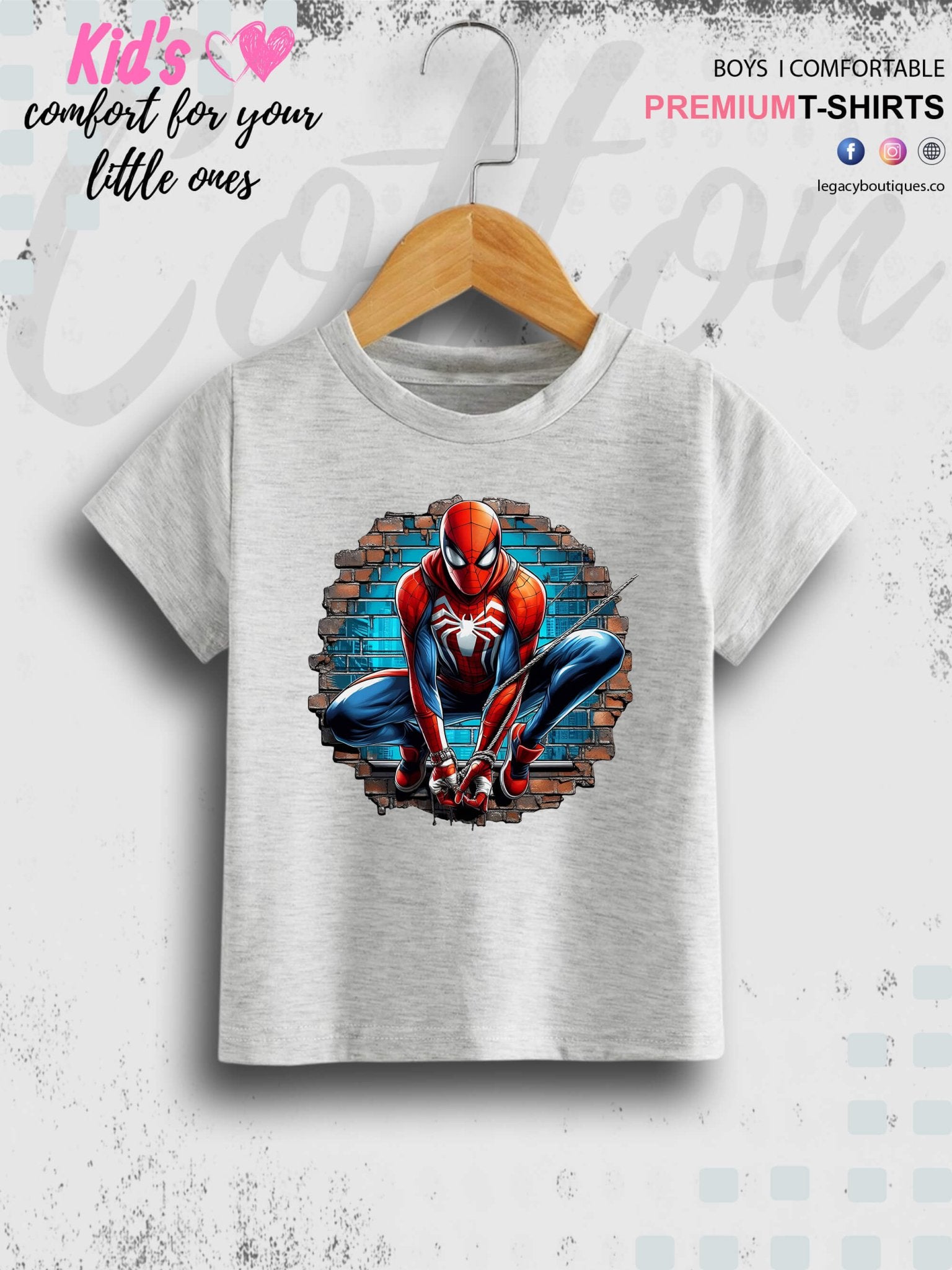 SPIDERMAN Printed 1 To 11 Year Kids Boys Summer Time Casual T-Shirt In Cheapest Price Only In Dhaka Legacy Boutiques Legacy Boutiques
