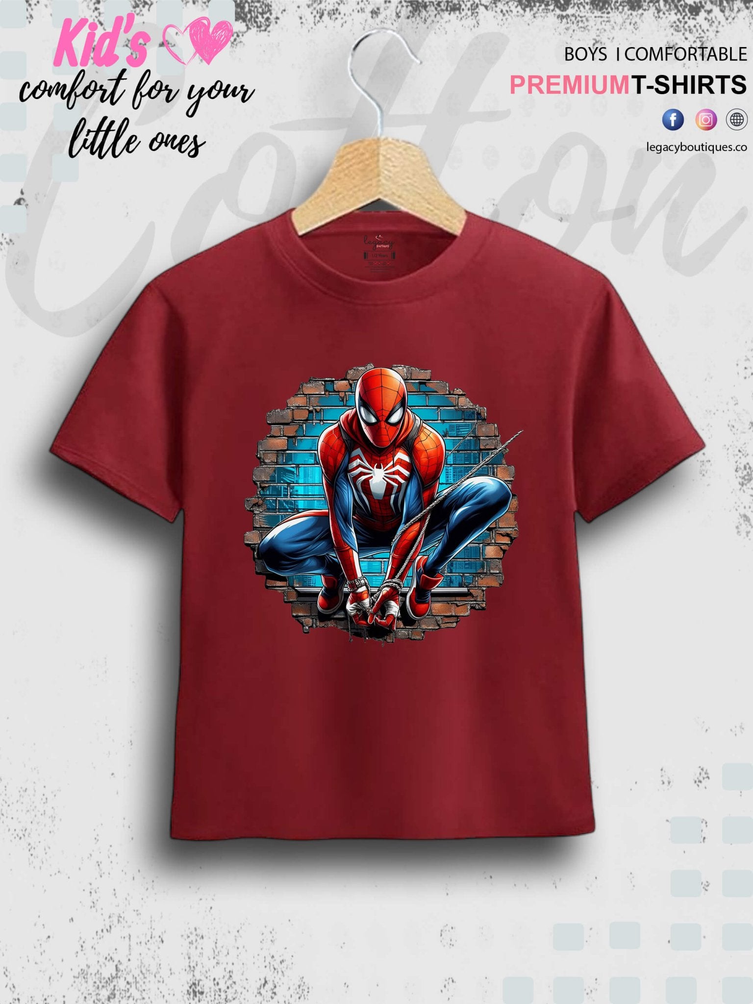 SPIDERMAN Printed 1 To 11 Year Kids Boys Summer Time Casual T-Shirt In Cheapest Price Only In Dhaka Legacy Boutiques Legacy Boutiques