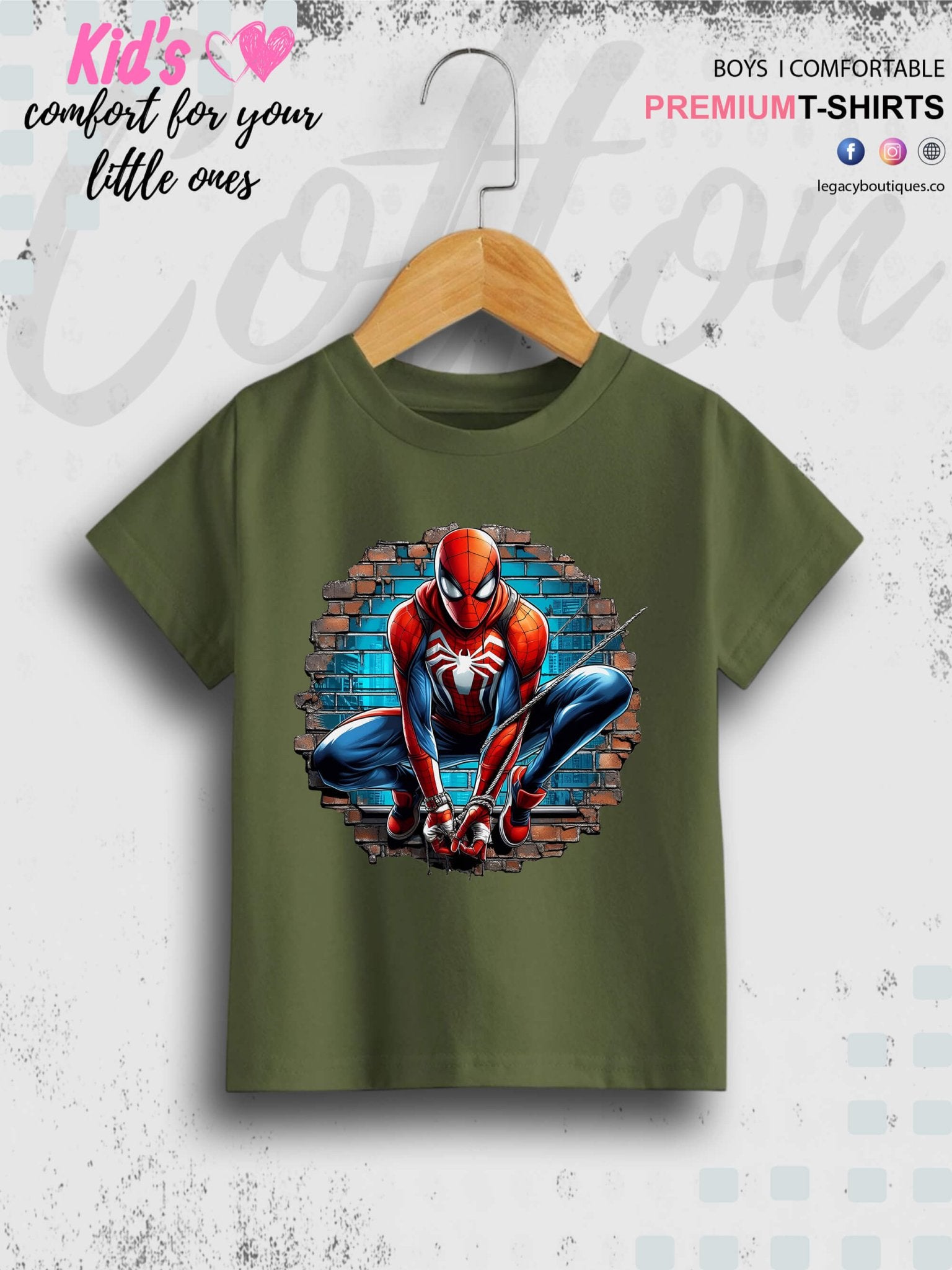 SPIDERMAN Printed 1 To 11 Year Kids Boys Summer Time Casual T-Shirt In Cheapest Price Only In Dhaka Legacy Boutiques Legacy Boutiques
