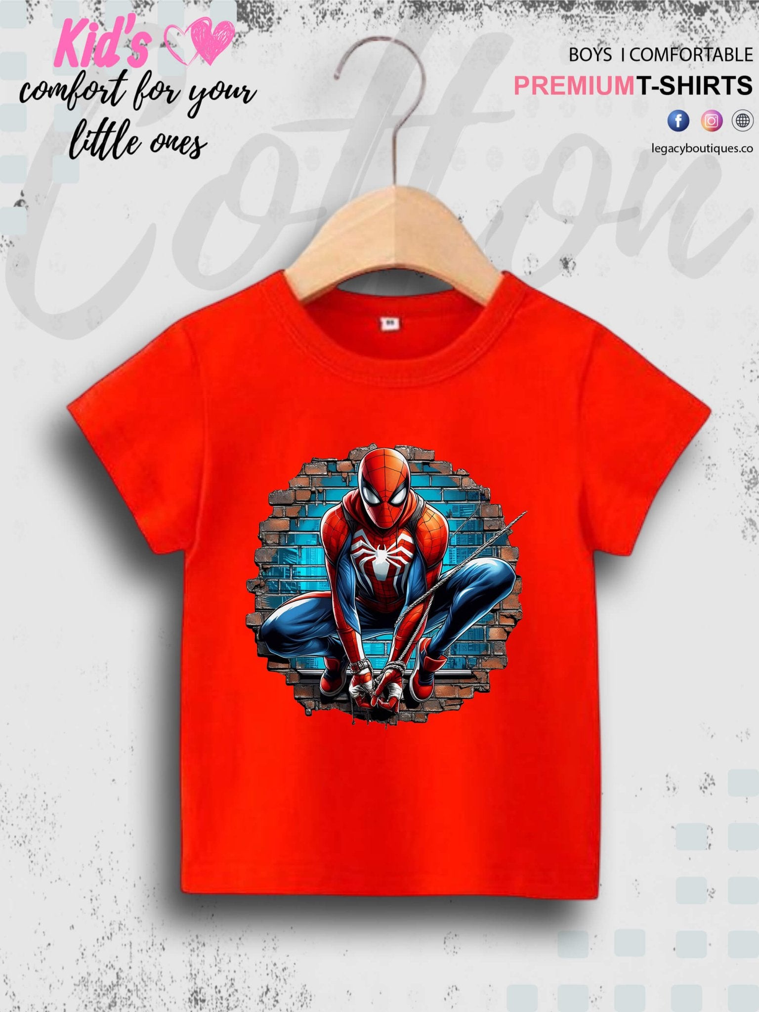 SPIDERMAN Printed 1 To 11 Year Kids Boys Summer Time Casual T-Shirt In Cheapest Price Only In Dhaka Legacy Boutiques Legacy Boutiques