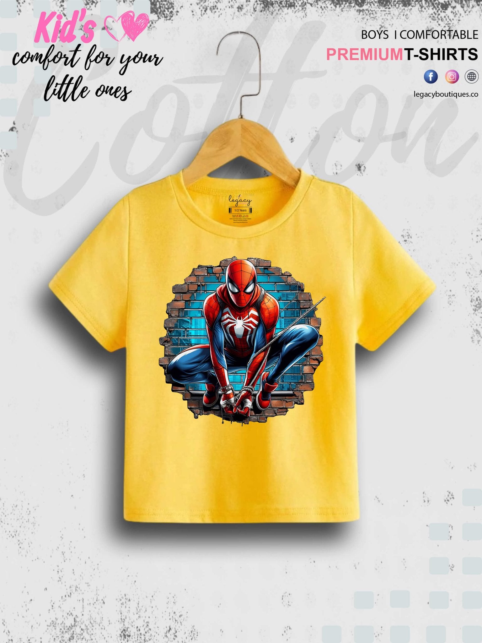 SPIDERMAN Printed 1 To 11 Year Kids Boys Summer Time Casual T-Shirt In Cheapest Price Only In Dhaka Legacy Boutiques Legacy Boutiques