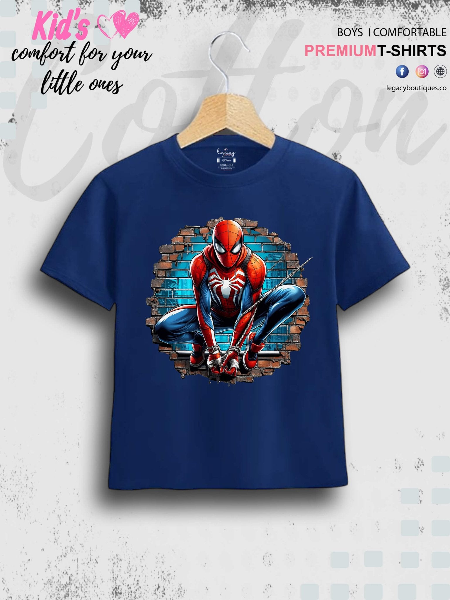 SPIDERMAN Printed 1 To 11 Year Kids Boys Summer Time Casual T-Shirt In Cheapest Price Only In Dhaka Legacy Boutiques Legacy Boutiques