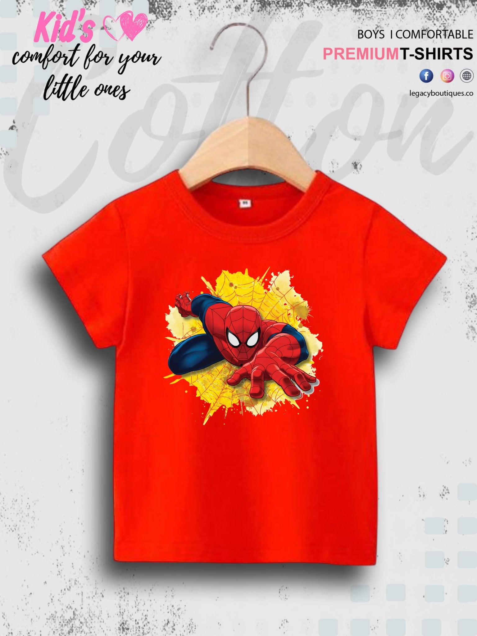 SpiderMan Printed Kids Boys Cotton Casual T-Shirt In Low Price Only In Dhaka Legacy Boutiques Legacy Boutiques
