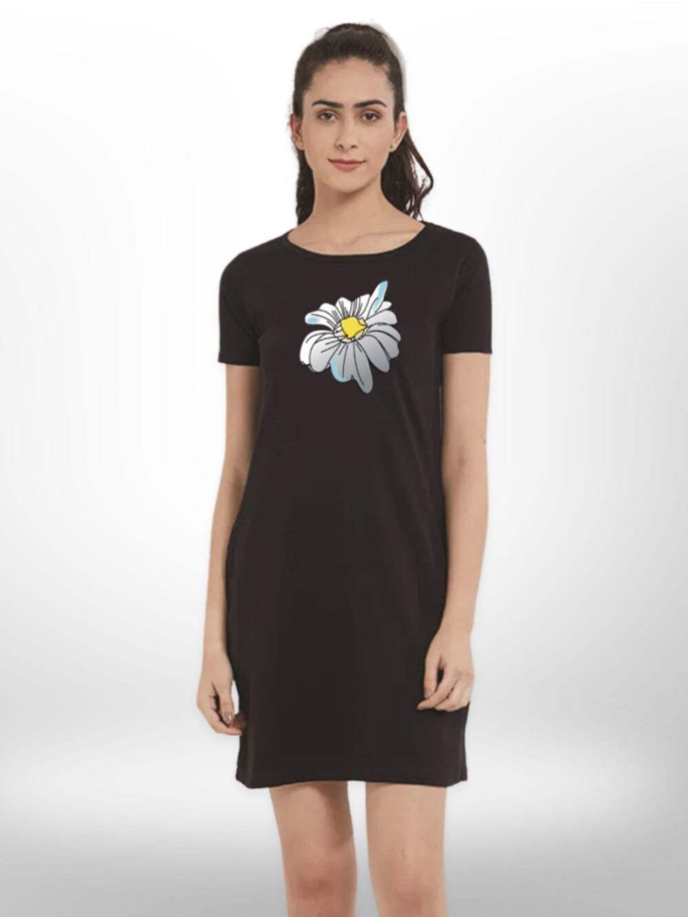 Stylish Printed Sunflower Print Long T-shirt For Women&