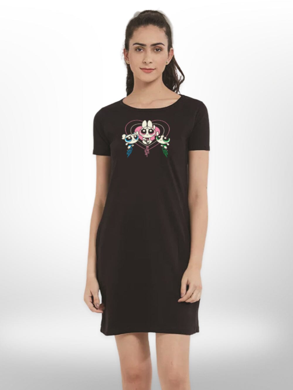 Stylish The PowerPuff Cartoon Printed Ladies Long T-shirt For Women&