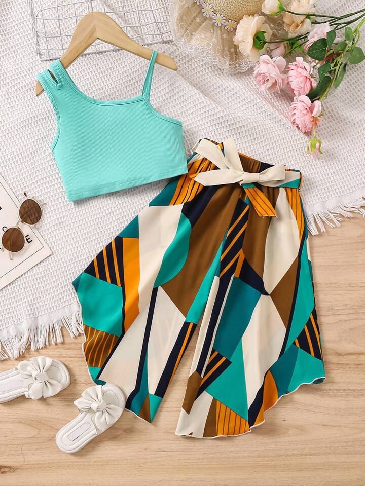 Sunlit Petal Ribbed Tank & Floral Wide - Leg Pants Two - Piece Set πΈ Legacy Boutiques Legacy Boutiques