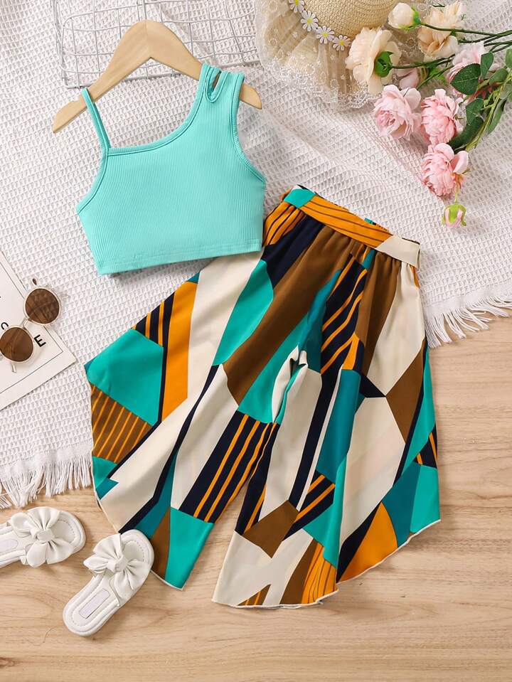 Sunlit Petal Ribbed Tank & Floral Wide - Leg Pants Two - Piece Set πΈ Legacy Boutiques Legacy Boutiques