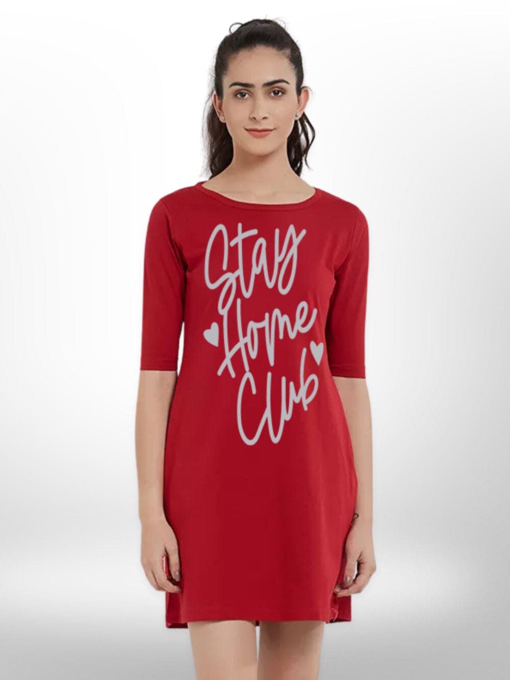 SYAY HOME CLUB PRINTED THREE QUARTER SLEEVE T - SHIRT SIDE POCKET FOR WOMEN&