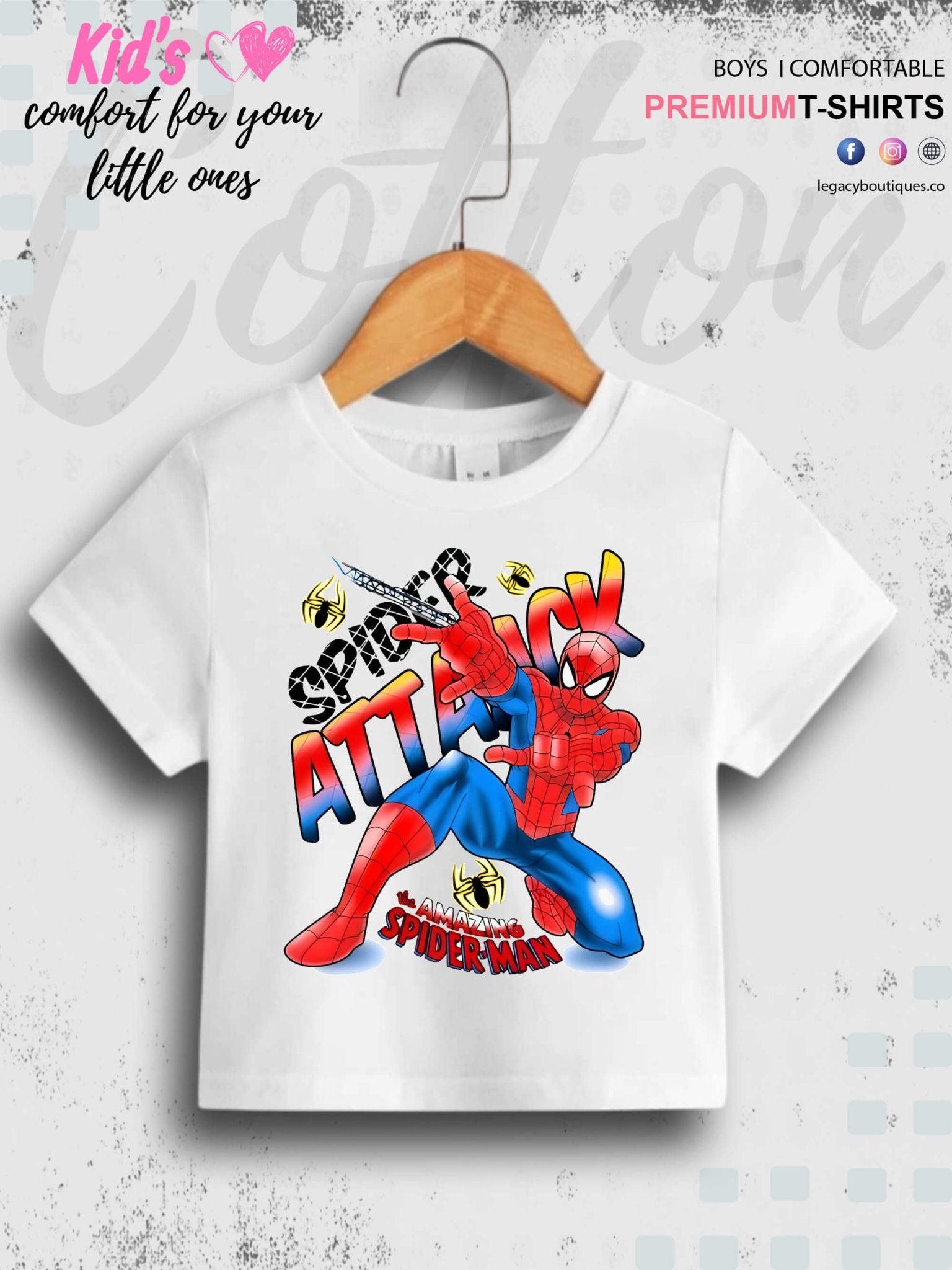 The Amazing SpiderMan Spider Attack Printed 1 To 11 Year Kids Boys Summer Time Casual T-Shirt In Cheapest Price Only In BD Legacy Boutiques Legacy Boutiques
