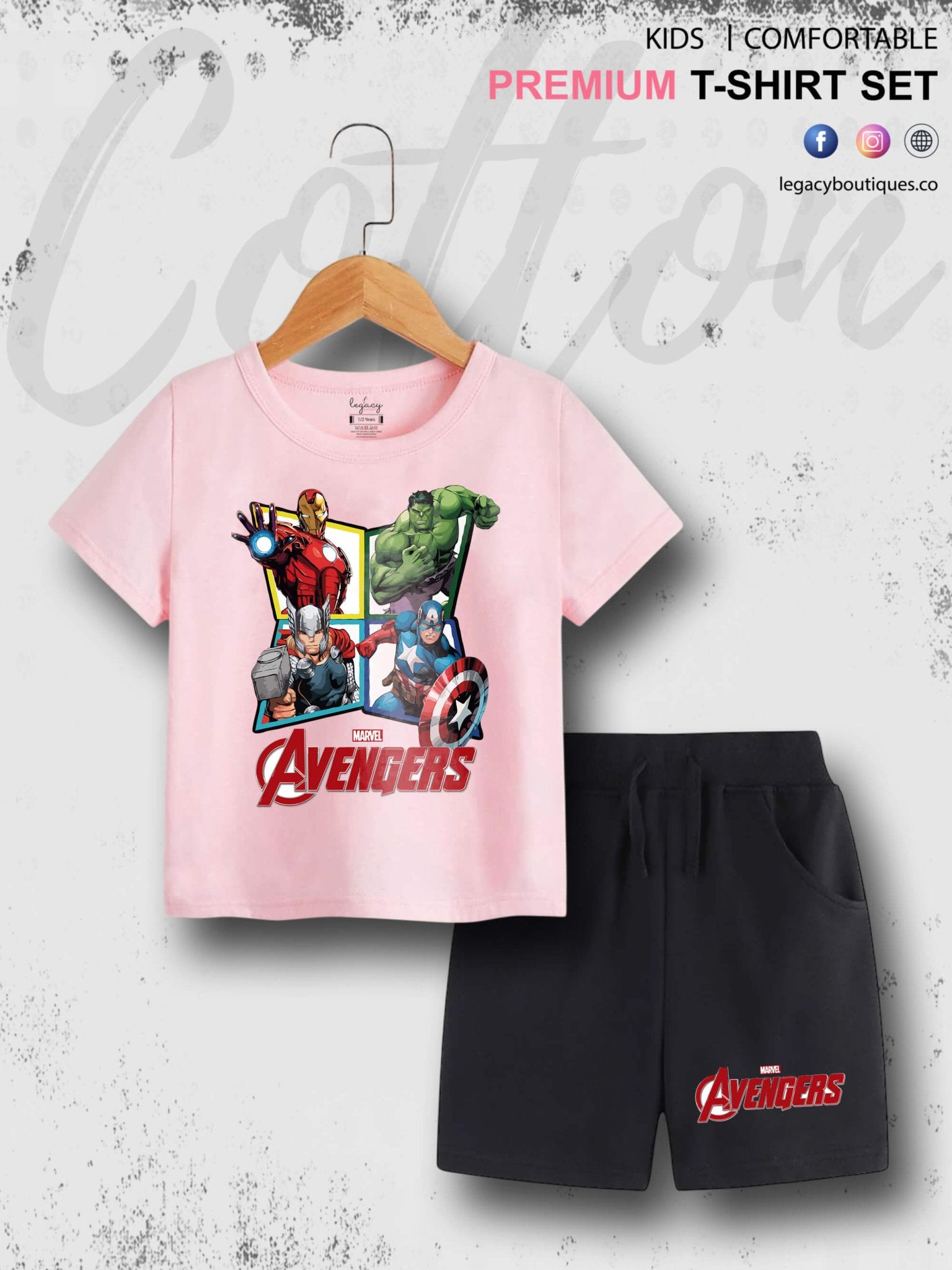 The Avengers Print 6 Month To 6 Year Kids High Quality T-shirt Set Legacy Boutiques Legacy Boutiques