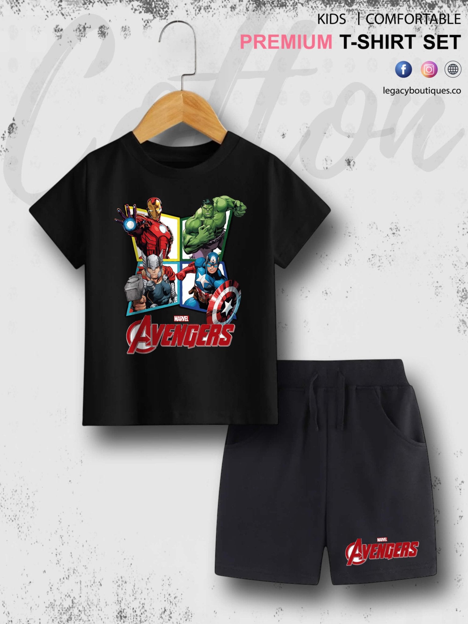 The Avengers Print 6 Month To 6 Year Kids High Quality T-shirt Set Legacy Boutiques Legacy Boutiques