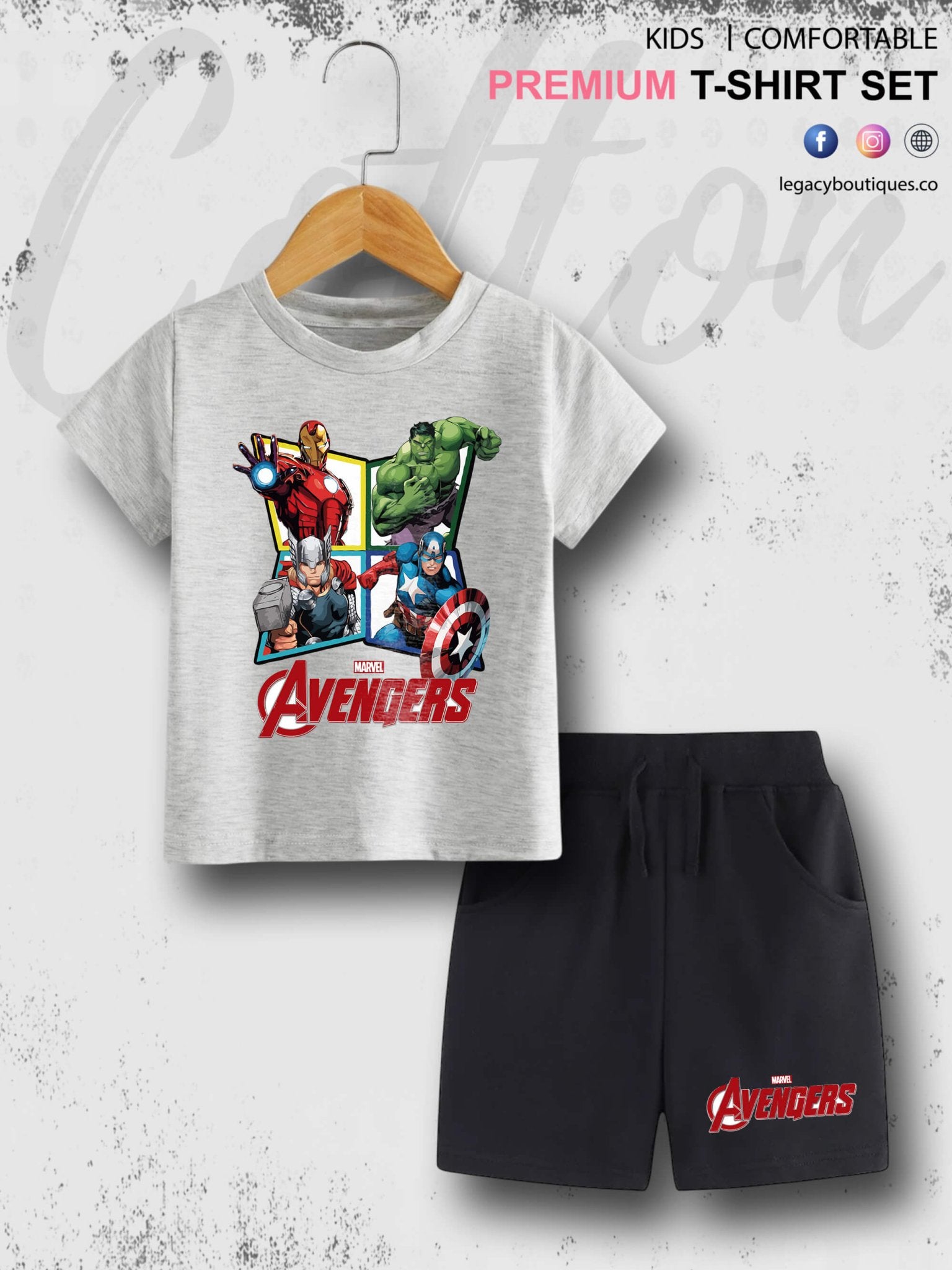 The Avengers Print 6 Month To 6 Year Kids High Quality T-shirt Set Legacy Boutiques Legacy Boutiques