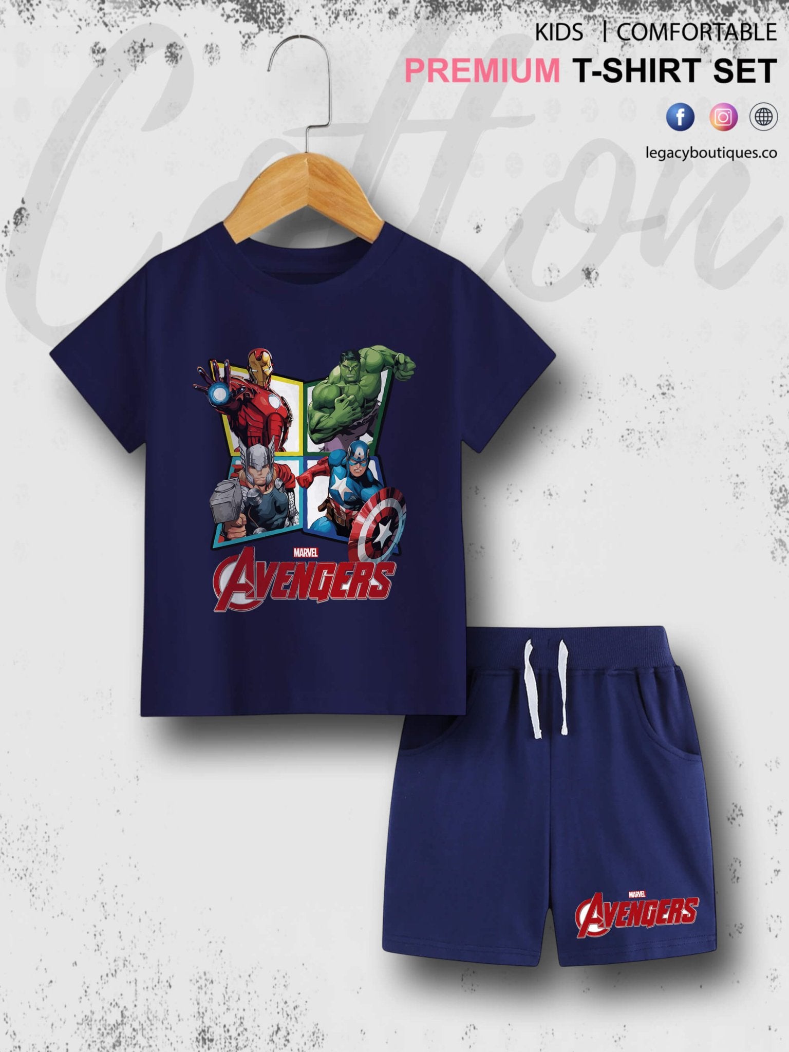 The Avengers Print 6 Month To 6 Year Kids High Quality T-shirt Set Legacy Boutiques Legacy Boutiques