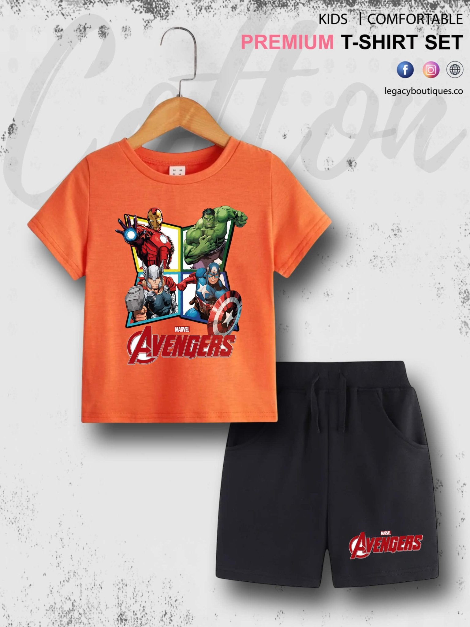 The Avengers Print 6 Month To 6 Year Kids High Quality T-shirt Set Legacy Boutiques Legacy Boutiques