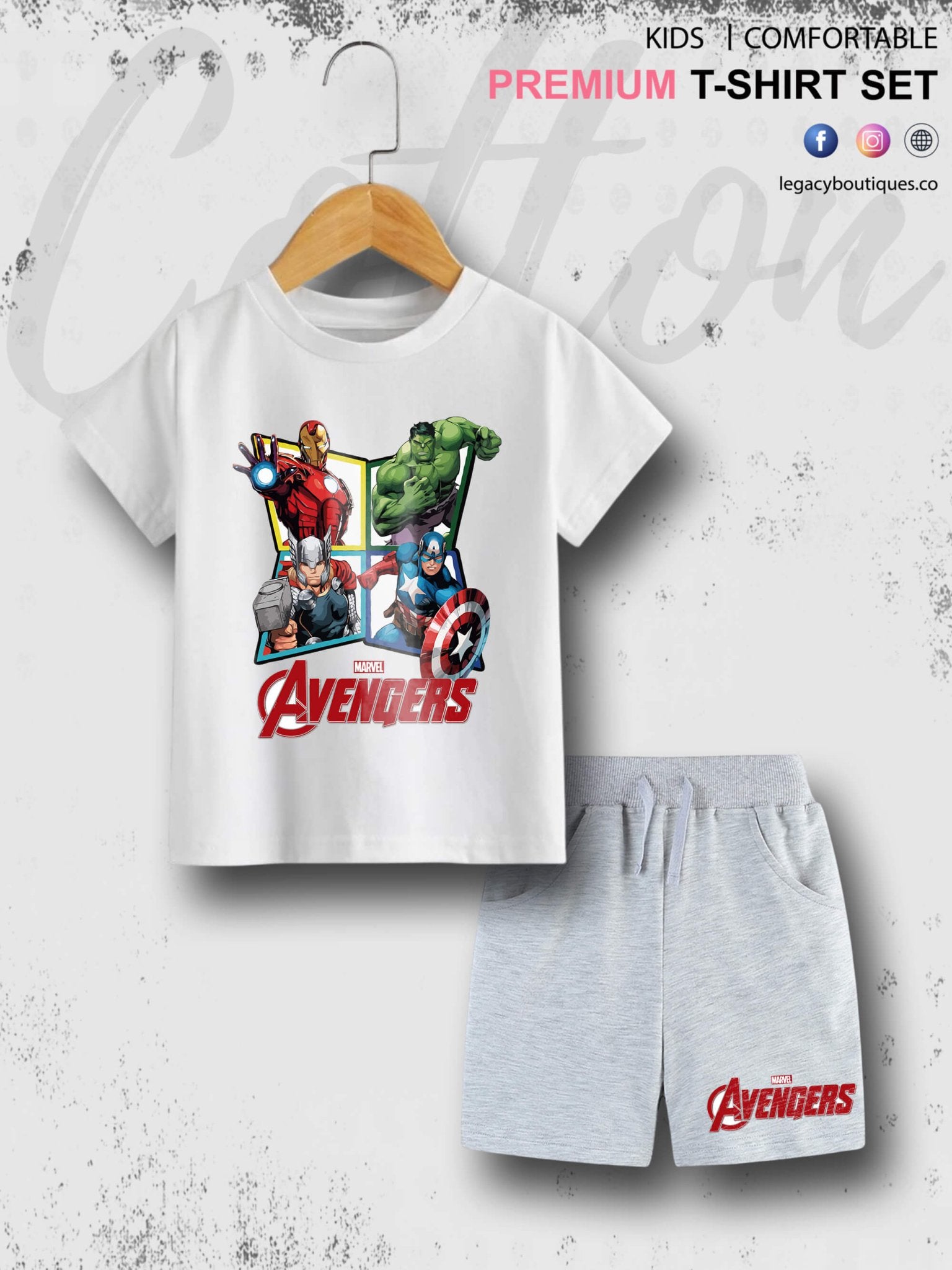 The Avengers Print 6 Month To 6 Year Kids High Quality T-shirt Set Legacy Boutiques Legacy Boutiques