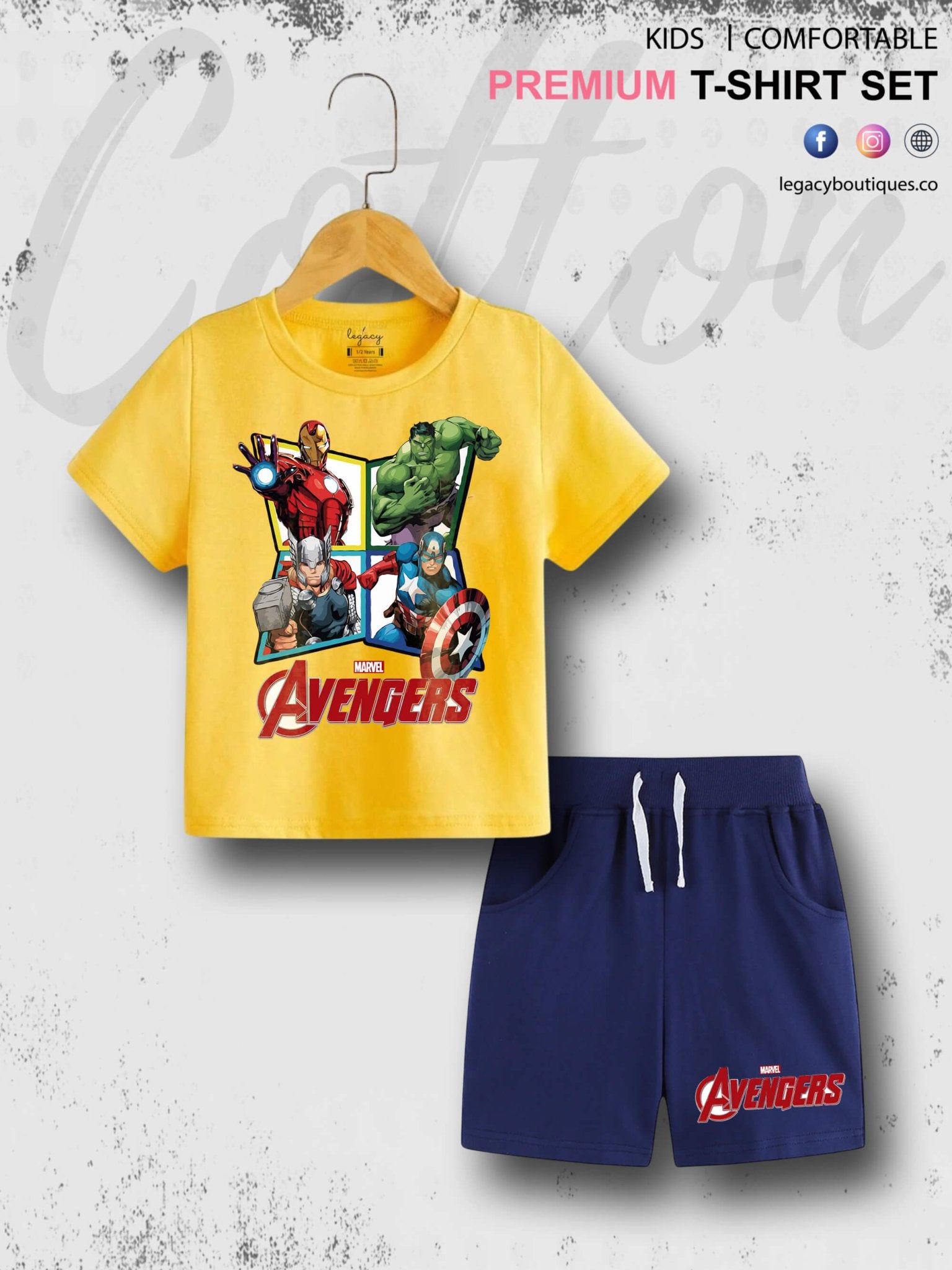 The Avengers Print 6 Month To 6 Year Kids High Quality T-shirt Set Legacy Boutiques Legacy Boutiques