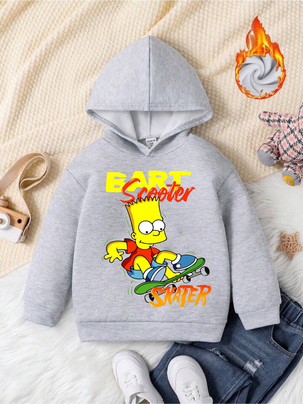 Bart Simpsons Skater Printed Kids Hoodie by Legacy Boutiques