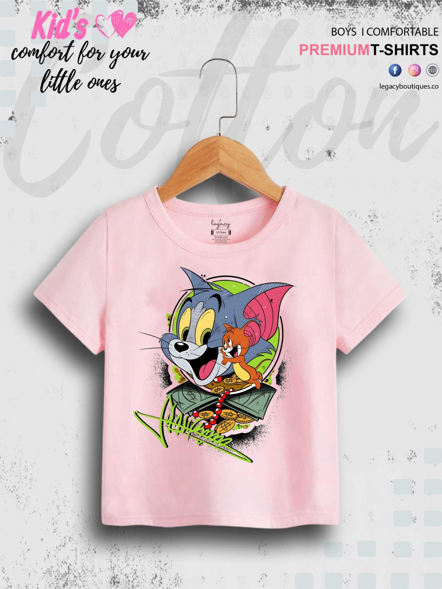 Tom And Jerry Cartoon Printed 1 To 11 Year Kids Boys Casual T-Shirt In Cheapest Price Only In Dhaka Legacy Boutiques Legacy Boutiques