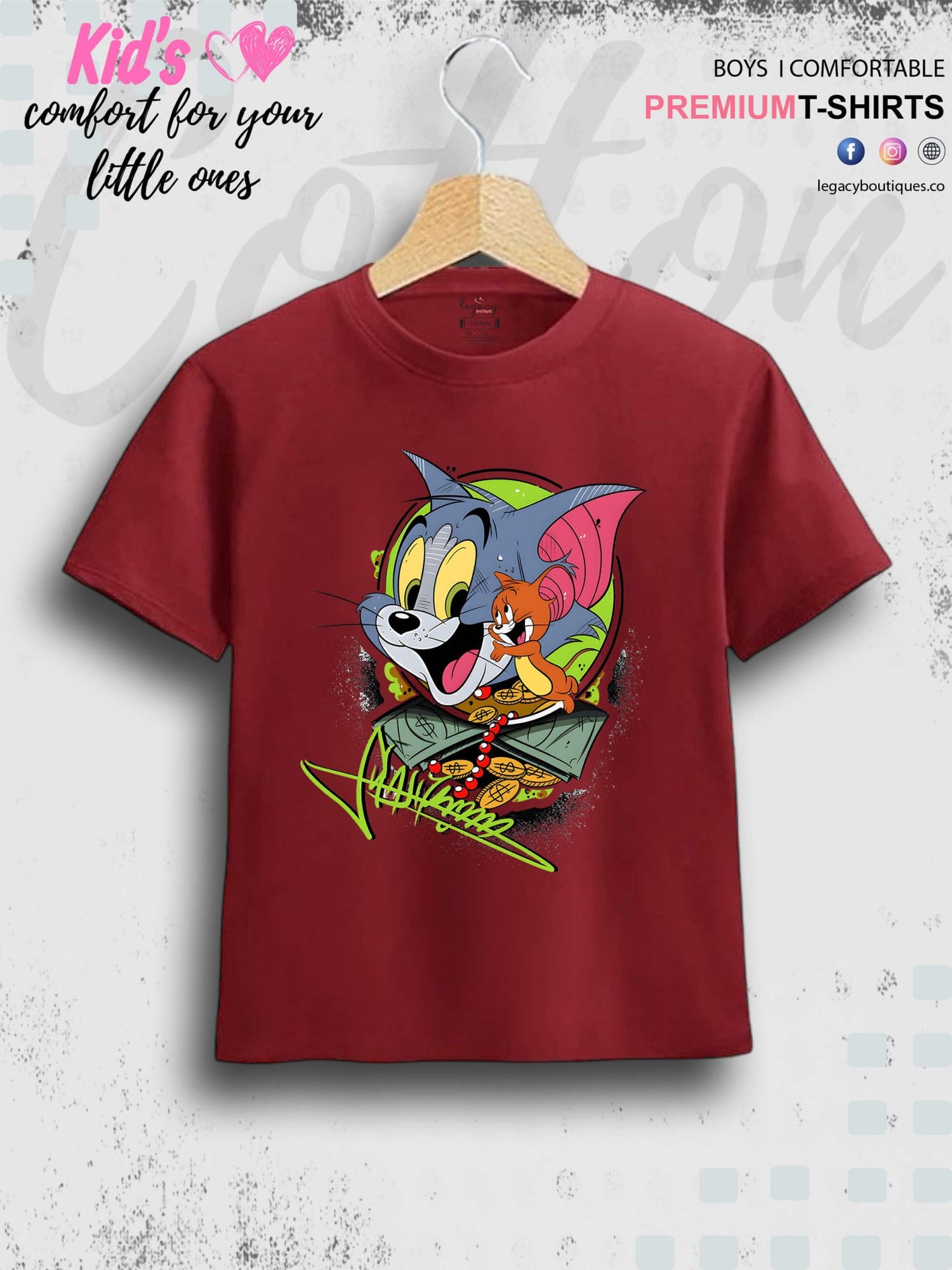 Tom And Jerry Cartoon Printed 1 To 11 Year Kids Boys Casual T-Shirt In Cheapest Price Only In Dhaka Legacy Boutiques Legacy Boutiques