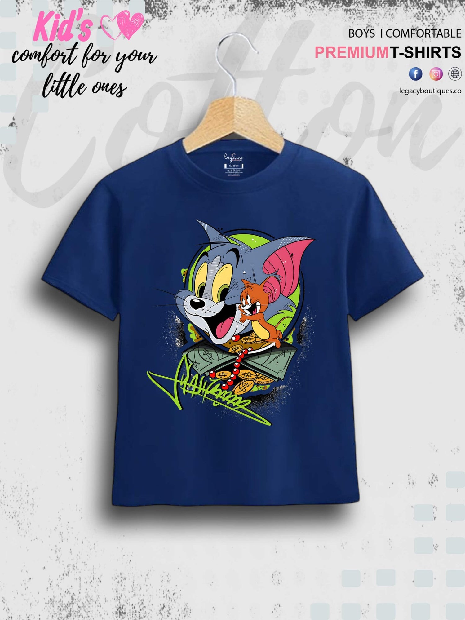 Tom And Jerry Cartoon Printed 1 To 11 Year Kids Boys Casual T-Shirt In Cheapest Price Only In Dhaka Legacy Boutiques Legacy Boutiques