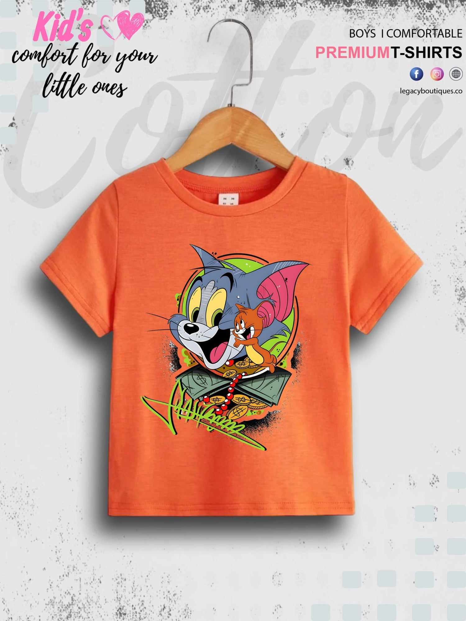 Tom And Jerry Cartoon Printed 1 To 11 Year Kids Boys Casual T-Shirt In Cheapest Price Only In Dhaka Legacy Boutiques Legacy Boutiques