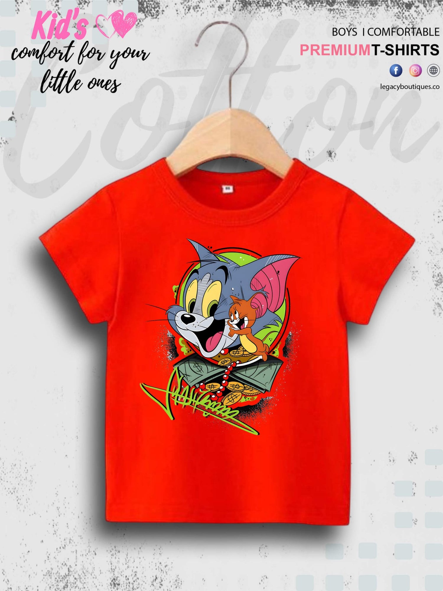 Tom And Jerry Cartoon Printed 1 To 11 Year Kids Boys Casual T-Shirt In Cheapest Price Only In Dhaka Legacy Boutiques Legacy Boutiques