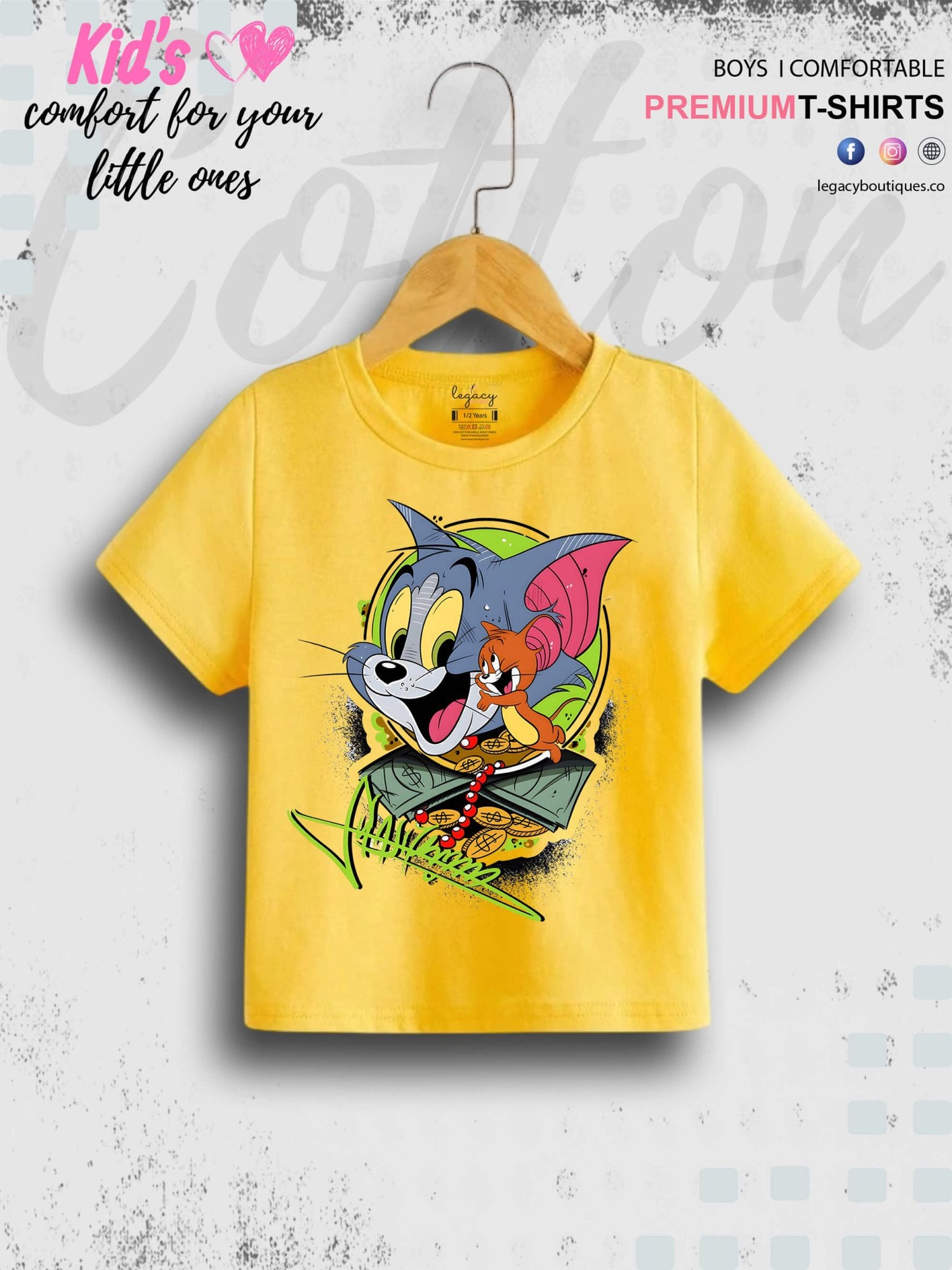 Tom And Jerry Cartoon Printed 1 To 11 Year Kids Boys Casual T-Shirt In Cheapest Price Only In Dhaka Legacy Boutiques Legacy Boutiques