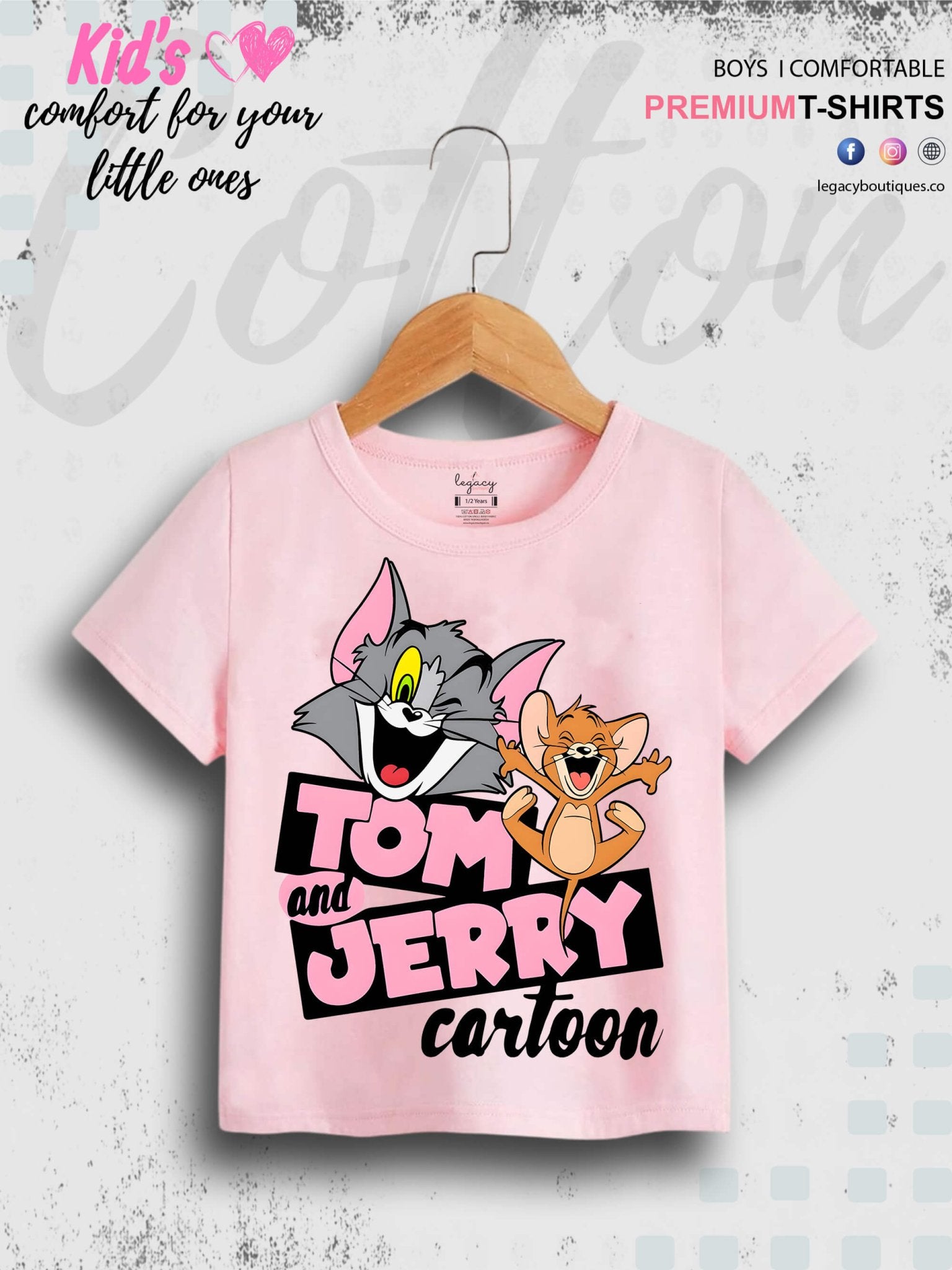 Tom And Jerry Cartoon Printed 1 To 11 Year Kids Boys Summer Time Casual T-Shirt In Cheapest Price Only In BD Legacy Boutiques Legacy Boutiques