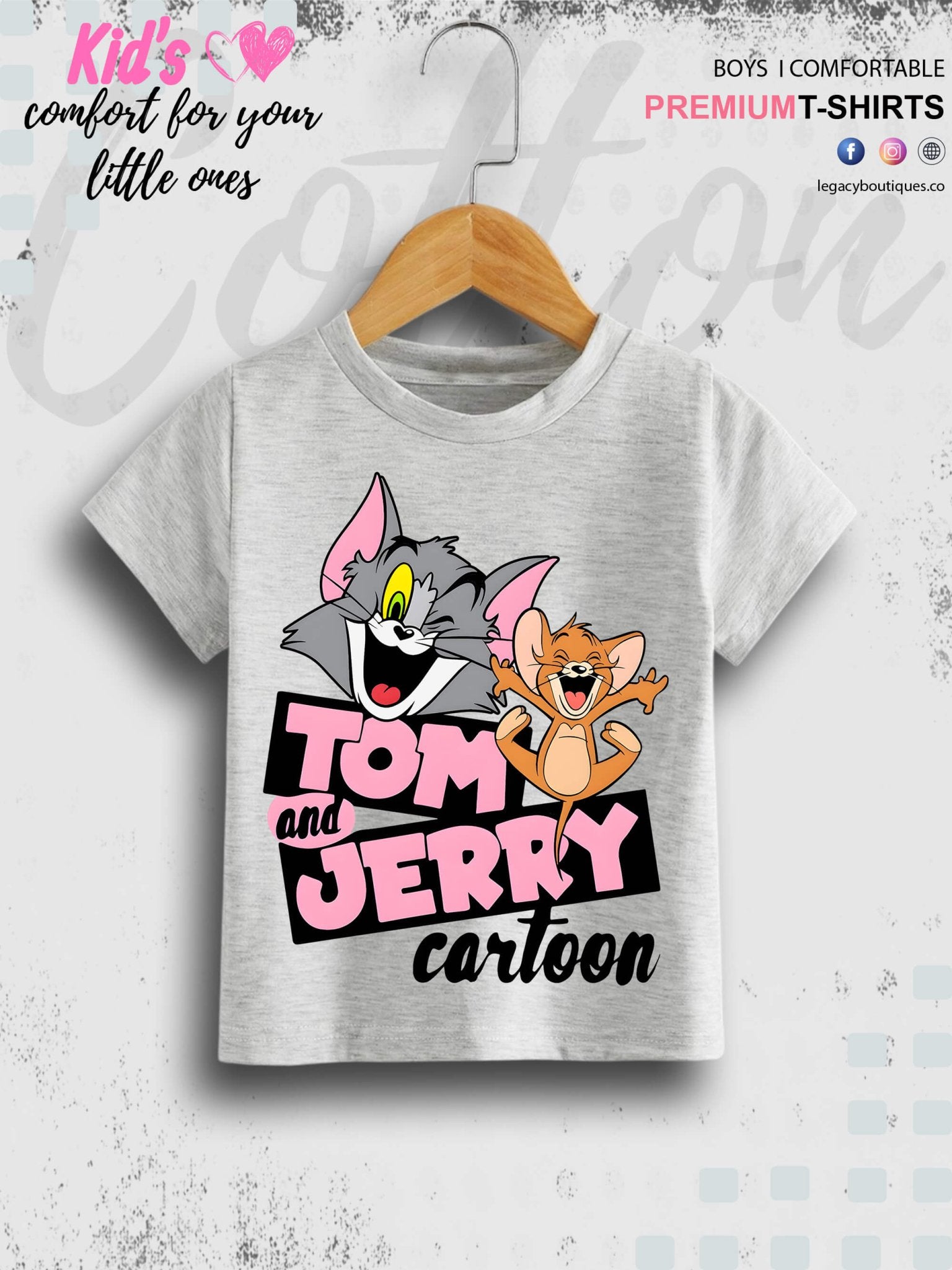 Tom And Jerry Cartoon Printed 1 To 11 Year Kids Boys Summer Time Casual T-Shirt In Cheapest Price Only In BD Legacy Boutiques Legacy Boutiques