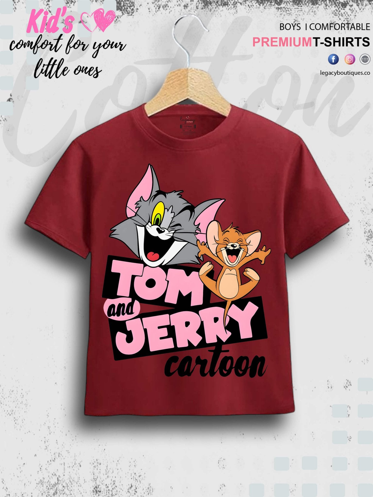 Tom And Jerry Cartoon Printed 1 To 11 Year Kids Boys Summer Time Casual T-Shirt In Cheapest Price Only In BD Legacy Boutiques Legacy Boutiques