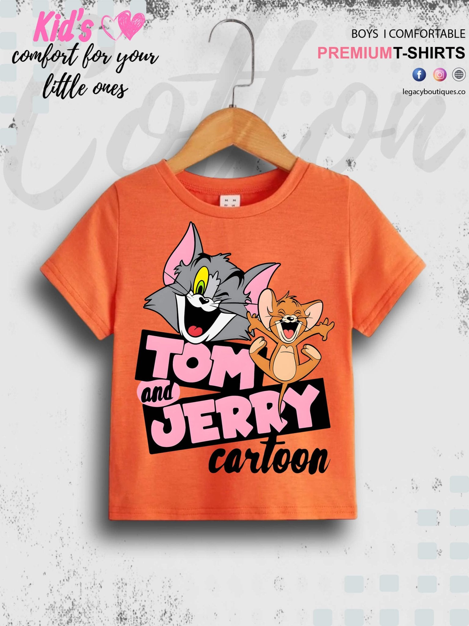 Tom And Jerry Cartoon Printed 1 To 11 Year Kids Boys Summer Time Casual T-Shirt In Cheapest Price Only In BD Legacy Boutiques Legacy Boutiques