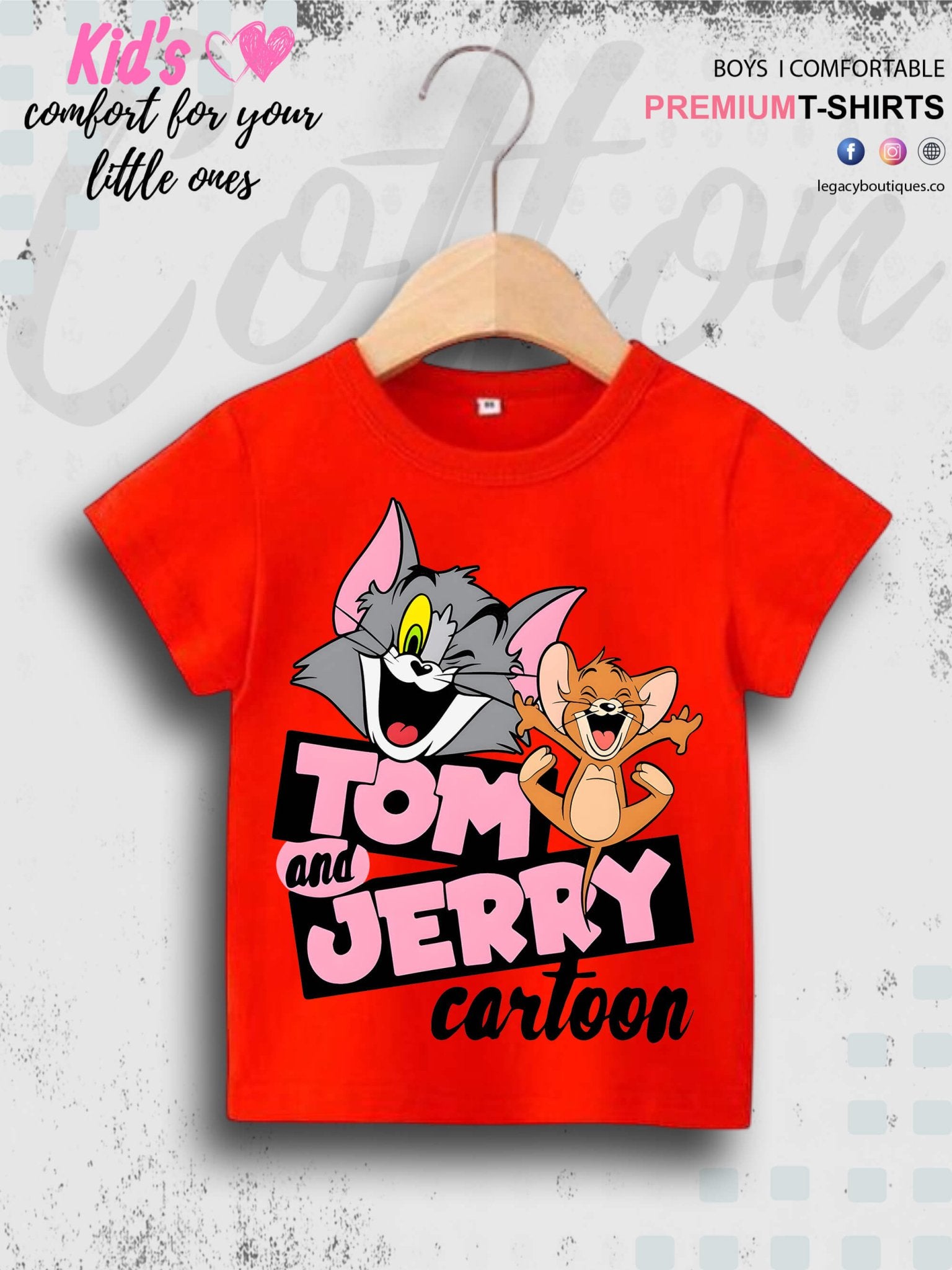 Tom And Jerry Cartoon Printed 1 To 11 Year Kids Boys Summer Time Casual T-Shirt In Cheapest Price Only In BD Legacy Boutiques Legacy Boutiques