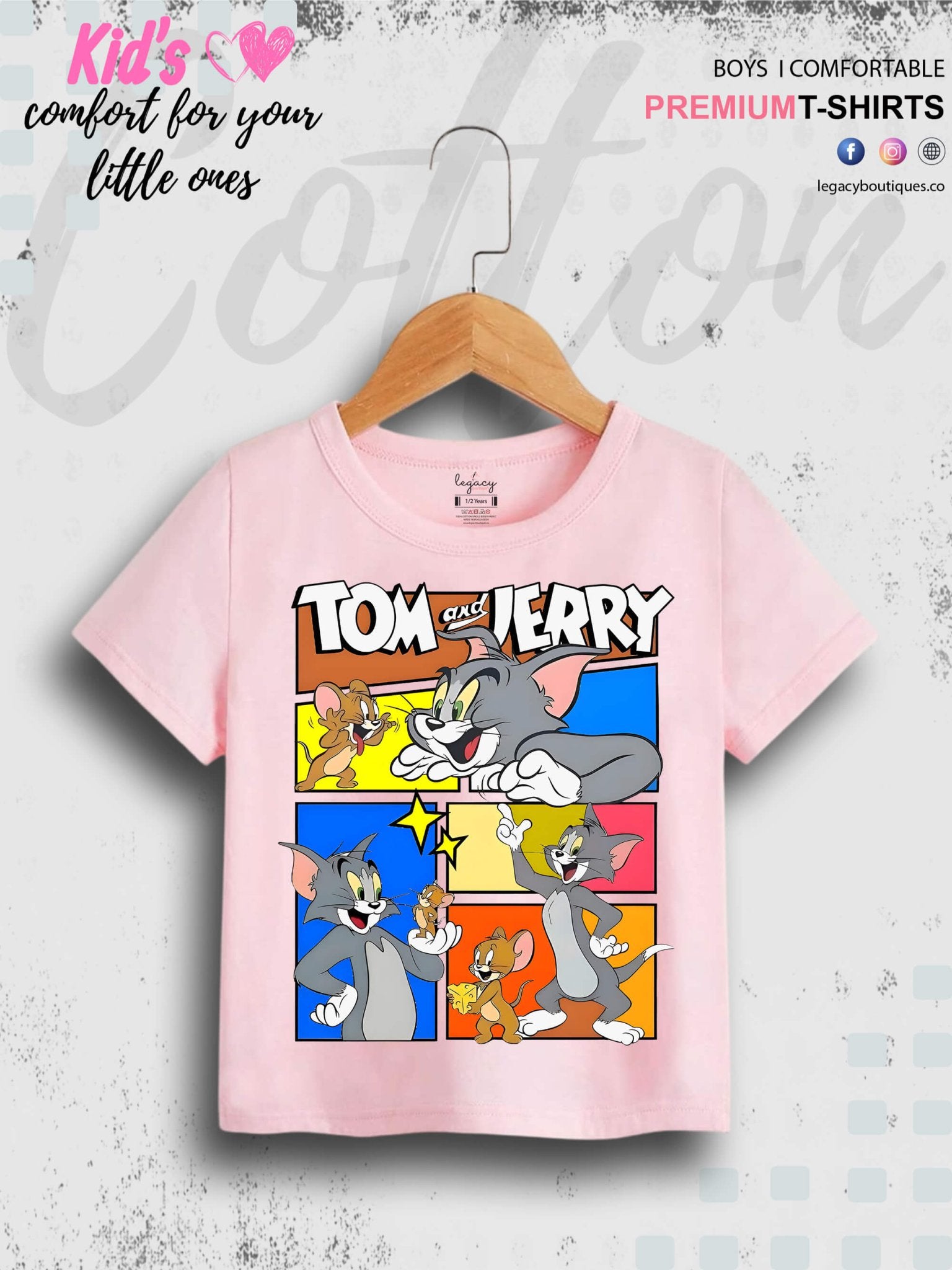 Tom And Jerry Printed 1 To 11 Year Kids Boys Casual T-Shirt In Cheapest Price Only In Dhaka Legacy Boutiques Legacy Boutiques