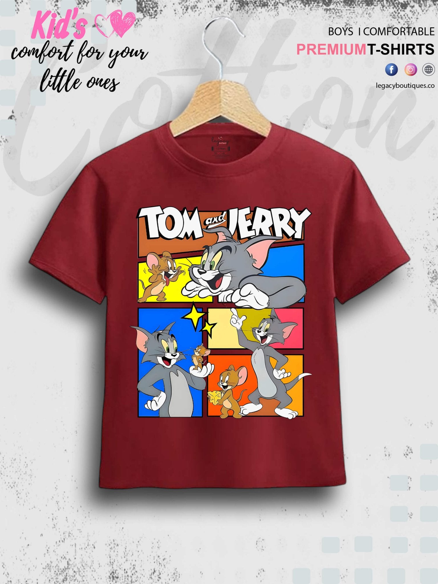 Tom And Jerry Printed 1 To 11 Year Kids Boys Casual T-Shirt In Cheapest Price Only In Dhaka Legacy Boutiques Legacy Boutiques