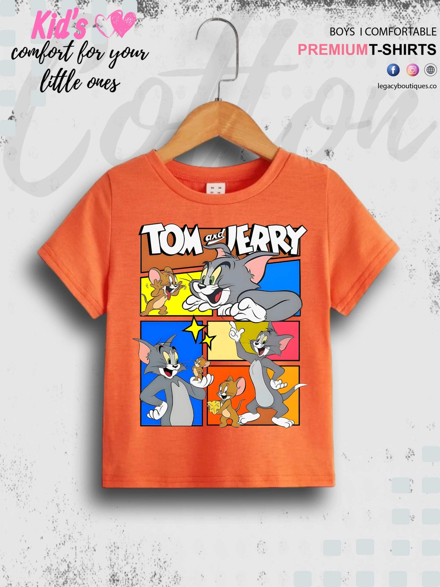 Tom And Jerry Printed 1 To 11 Year Kids Boys Casual T-Shirt In Cheapest Price Only In Dhaka Legacy Boutiques Legacy Boutiques