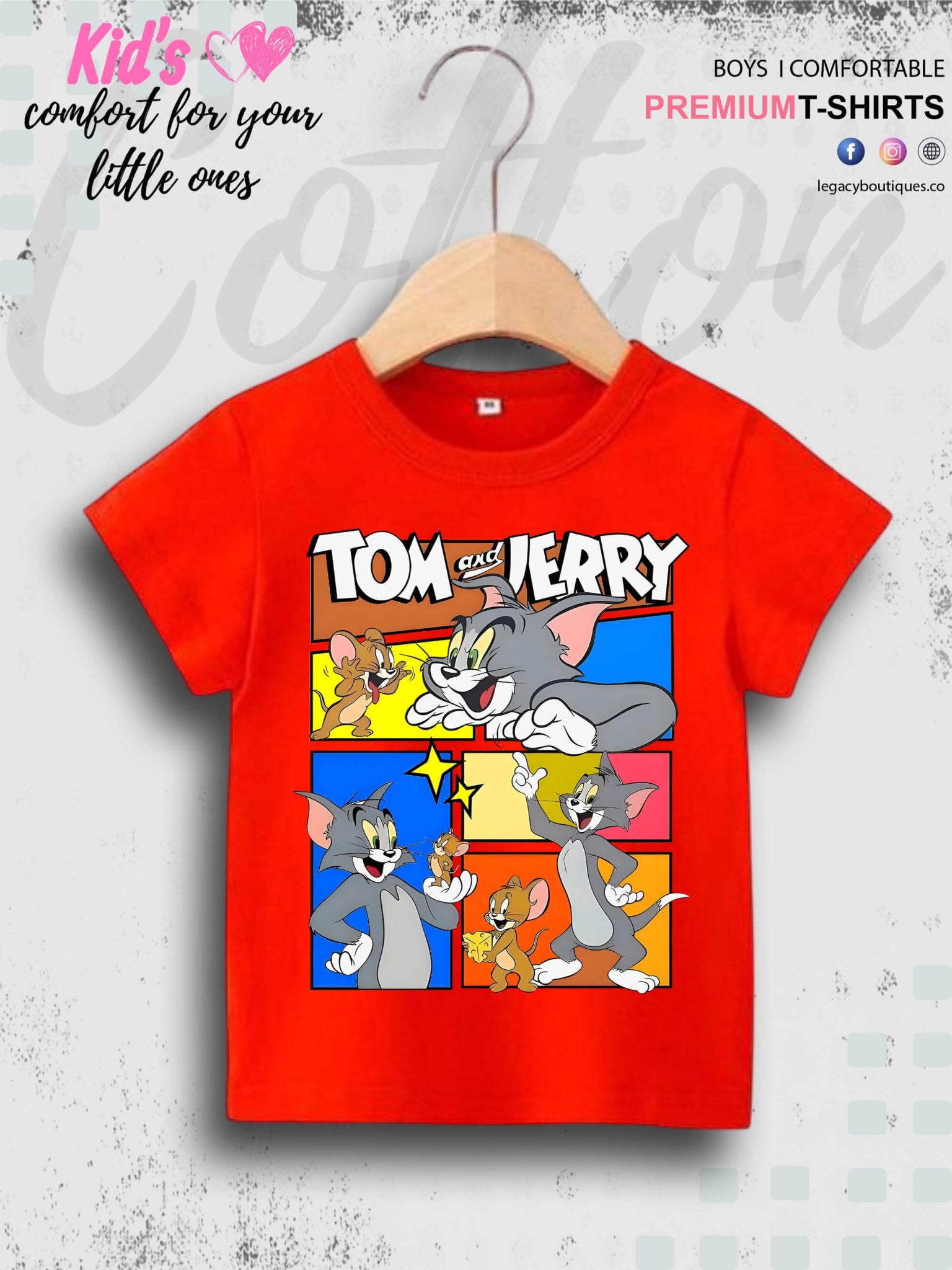Tom And Jerry Printed 1 To 11 Year Kids Boys Casual T-Shirt In Cheapest Price Only In Dhaka Legacy Boutiques Legacy Boutiques