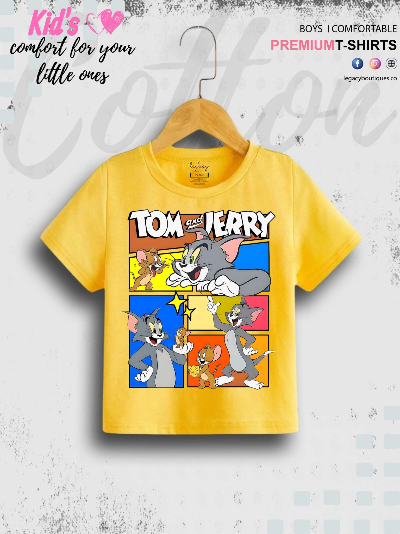 Tom And Jerry Printed 1 To 11 Year Kids Boys Casual T-Shirt In Cheapest Price Only In Dhaka Legacy Boutiques Legacy Boutiques