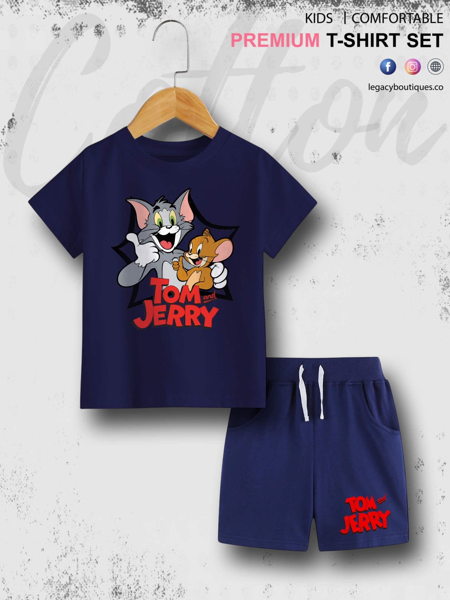 Tom And Jerry Printed 6 Month To 6 Year Baby & Kids Super Premium Quality T-shirt Set Legacy Boutiques Legacy Boutiques