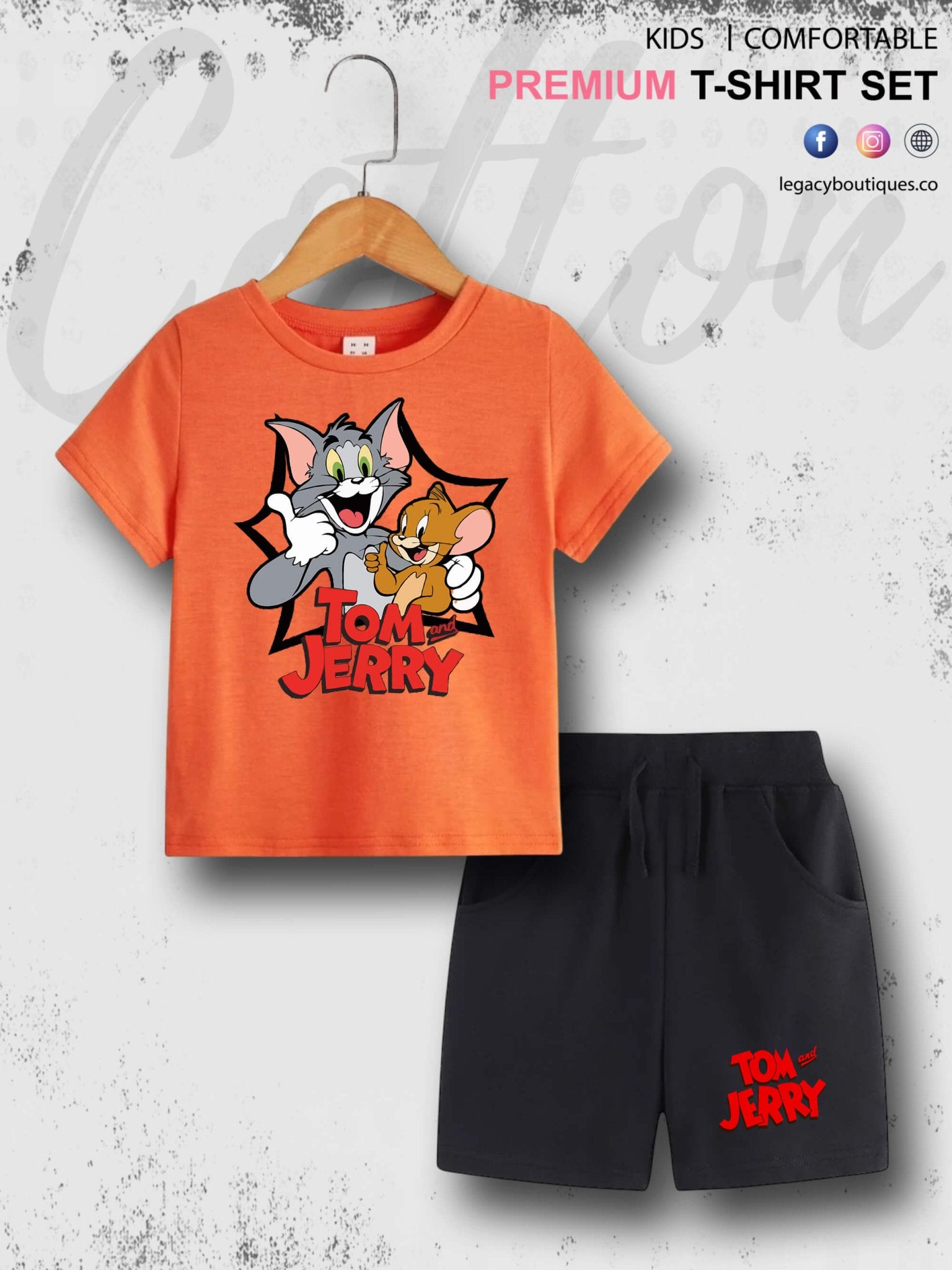 Tom And Jerry Printed 6 Month To 6 Year Baby & Kids Super Premium Quality T-shirt Set Legacy Boutiques Legacy Boutiques