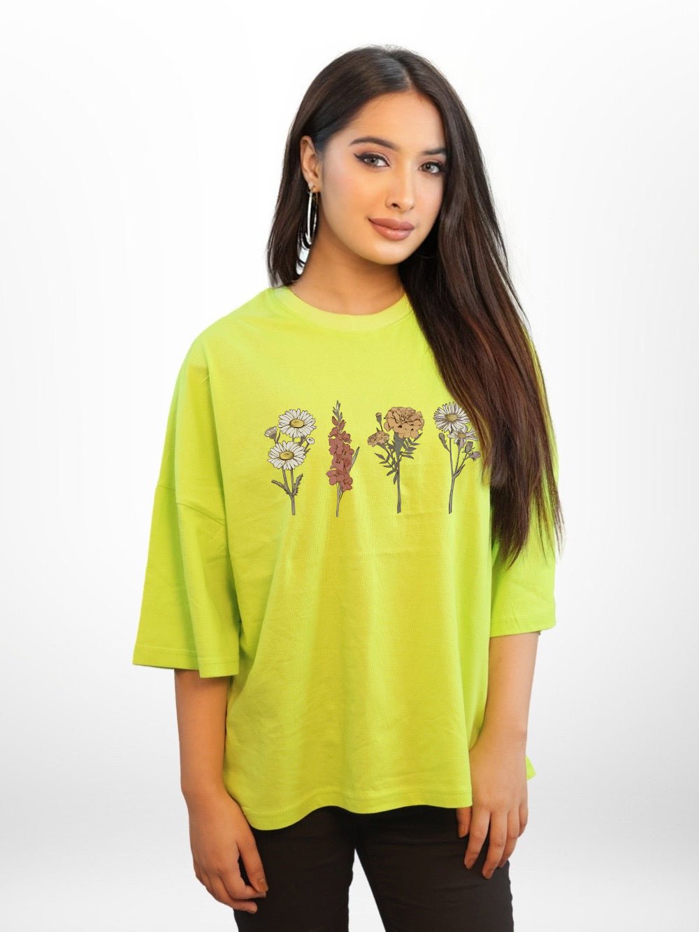 VINTAGE WILD FLOWER Printed Womens Drop Shoulder T-shirt Legacy Boutiques Bangladesh Legacy Boutiques Legacy Boutiques