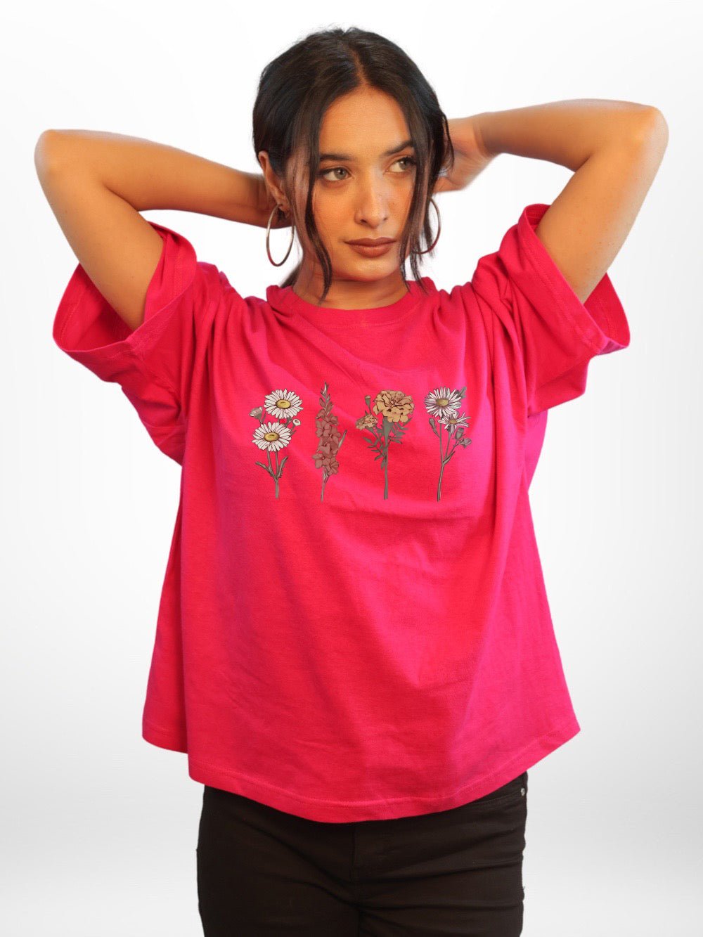 VINTAGE WILD FLOWER Printed Womens Drop Shoulder T-shirt Legacy Boutiques Bangladesh Legacy Boutiques Legacy Boutiques