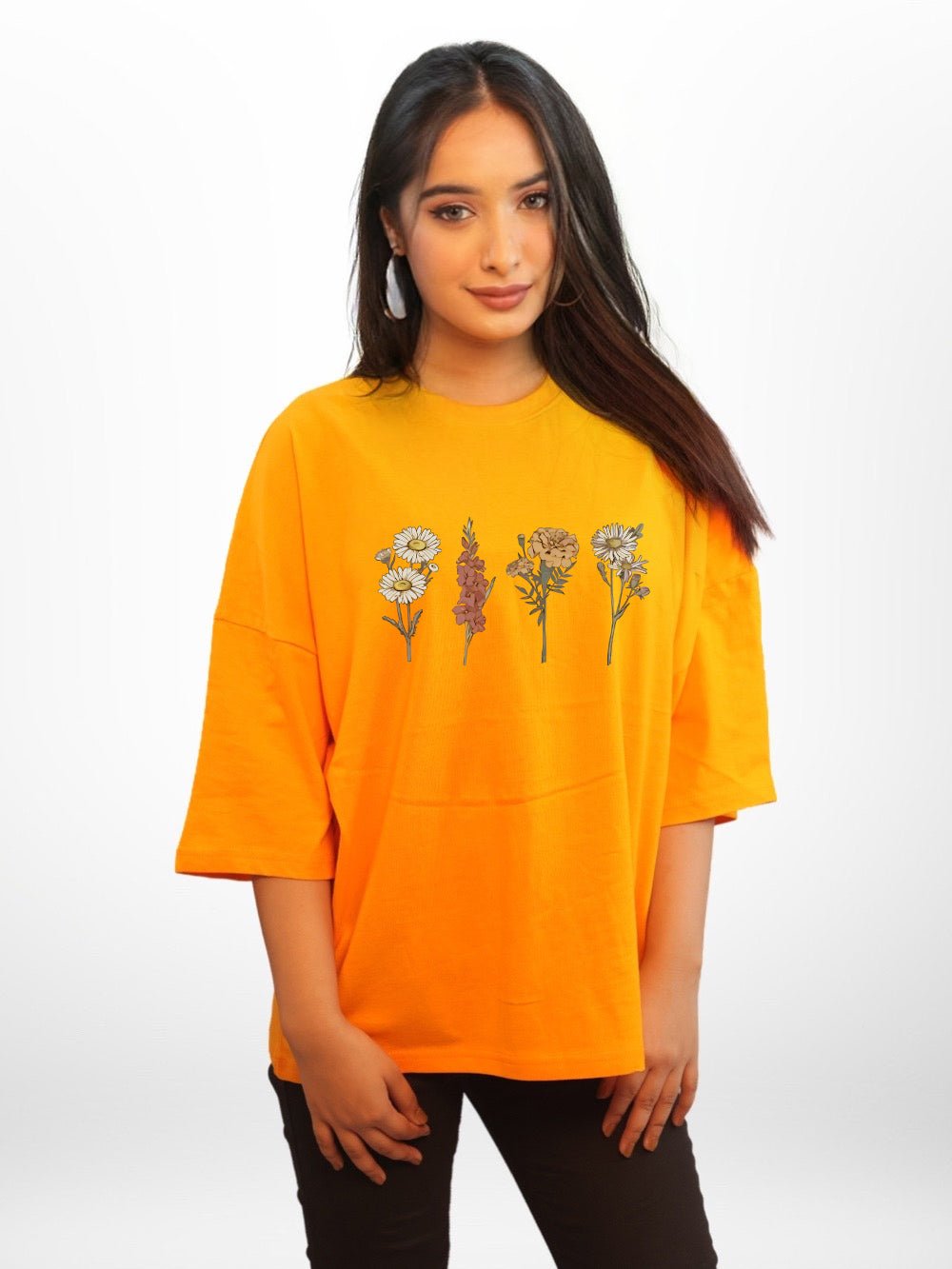 VINTAGE WILD FLOWER Printed Womens Drop Shoulder T-shirt Legacy Boutiques Bangladesh Legacy Boutiques Legacy Boutiques