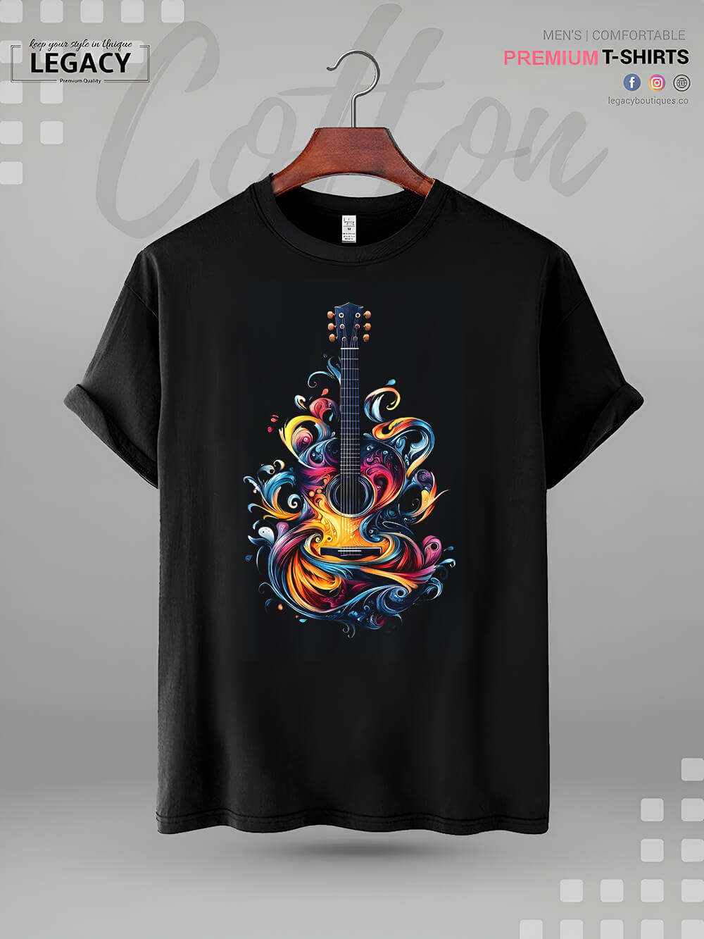 Watercolor Guitar Instrument With Splash Men&