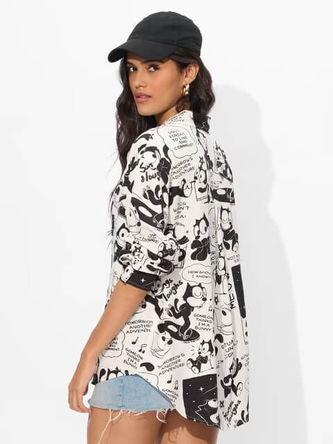 WFelix Graphic Graffiti Oversized Shirt - Black & White Legacy Boutiques Legacy Boutiques