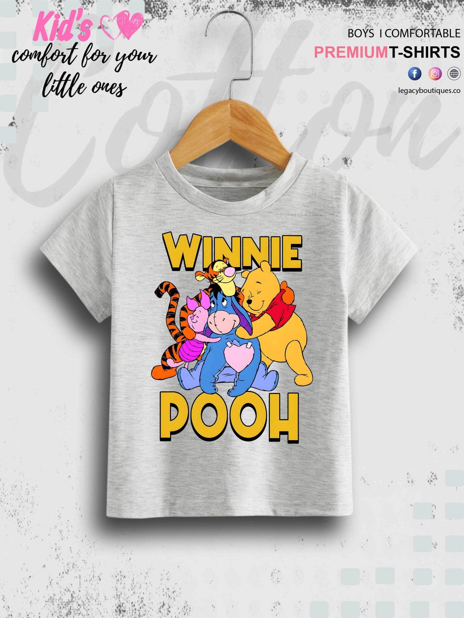 Winnie Pooh Bear Printed Casual Premium Quality T-Shirt For Baby Girls In Cheapest Price Only In BD Legacy Boutiques Legacy Boutiques