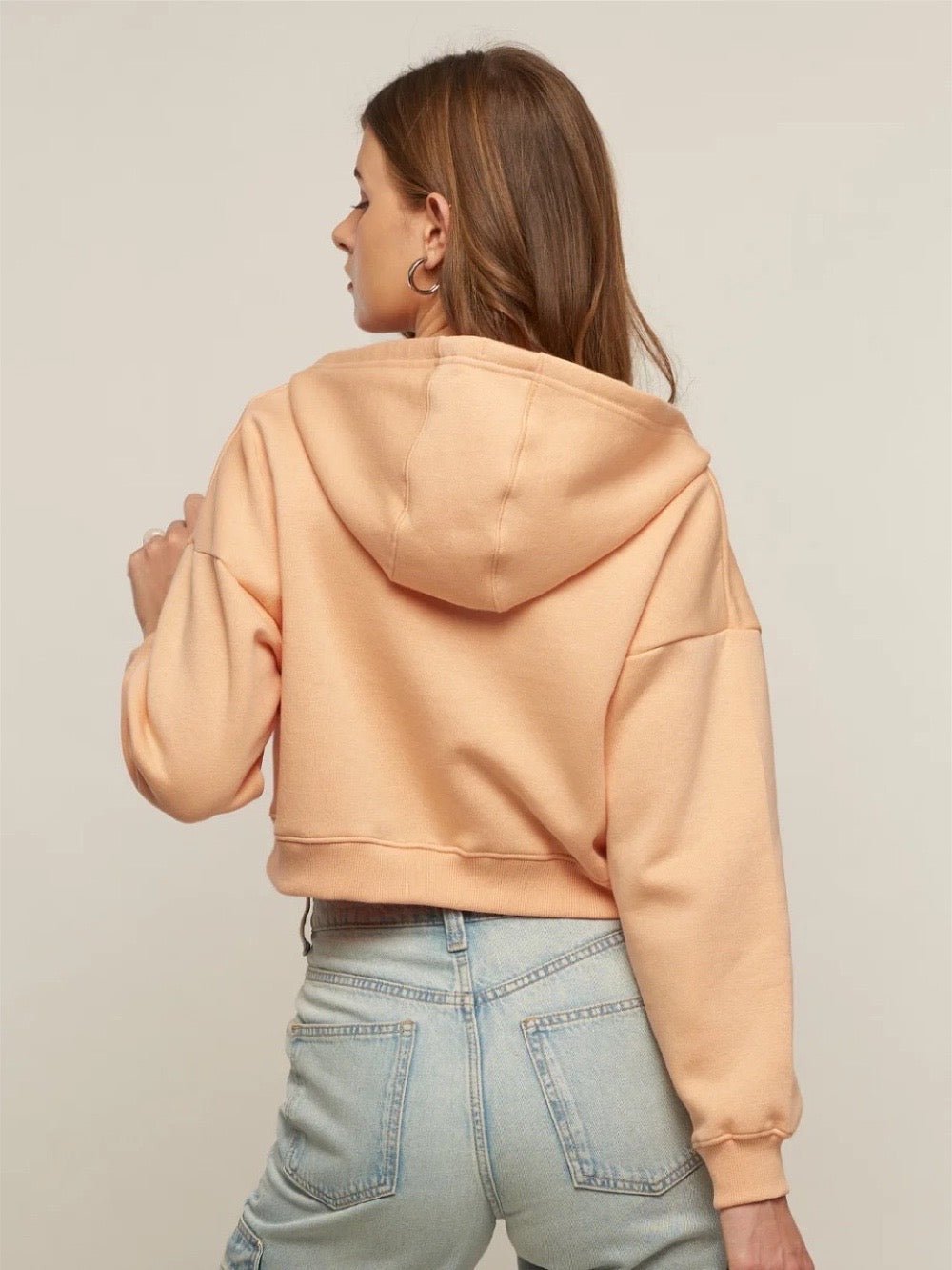 Women and Girls Hoodies|Full Sleeve|Loose fit Solid |100% Cotton Peach Color Women Cropped Oversized Hoodies Legacy Boutiques Legacy Boutiques