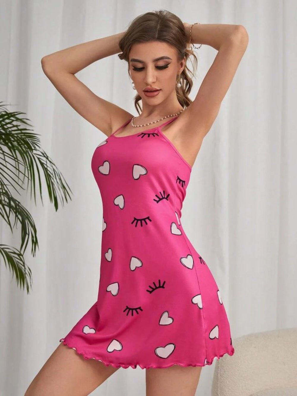 Women Sleeveless Eyelash & Heart Contrast Binding Cami Nightwear | Legacy Boutiques Dhaka Bangladesh Legacy Boutiques Legacy Boutiques