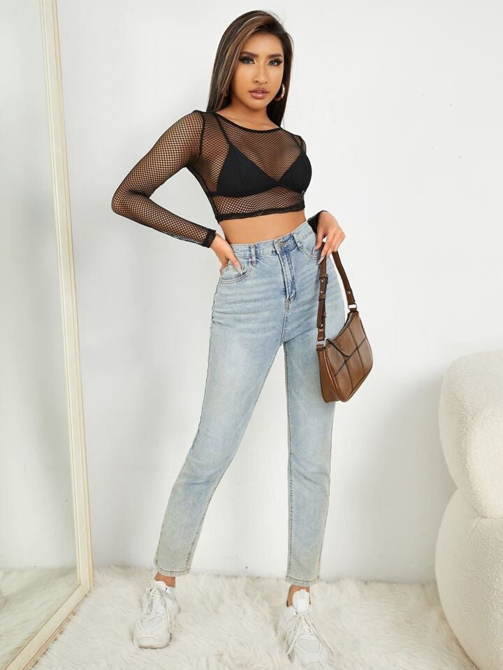 Womens tops dressy Sheer Fishnet Mesh Crop Top Without Bra | Legacy Boutiques Legacy Boutiques Legacy Boutiques