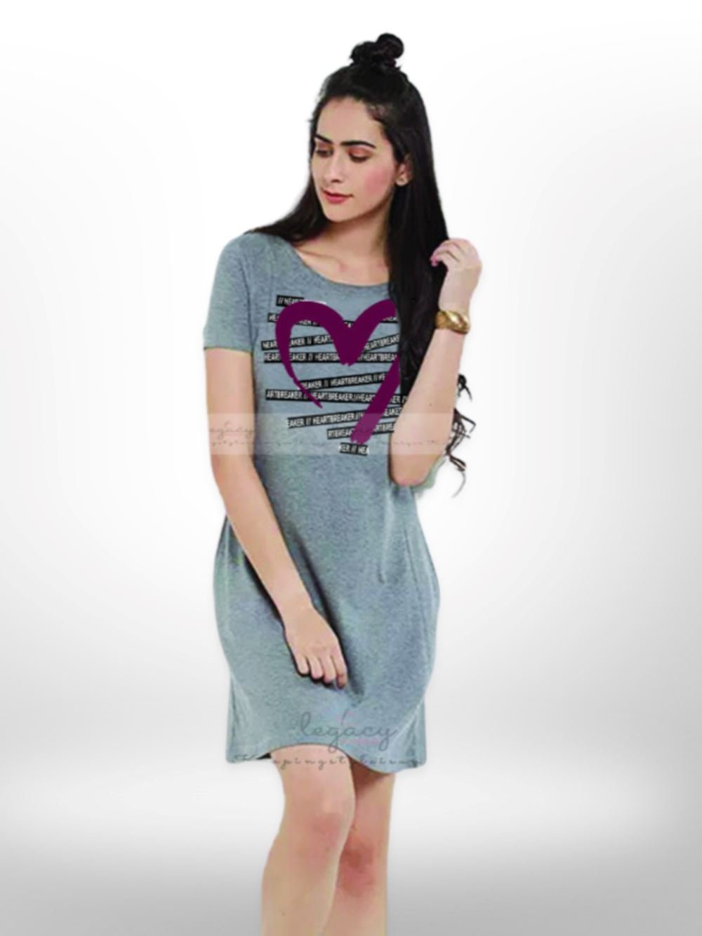 You Are in My Mind Heart Sign Printed Long T-shirt For Women&